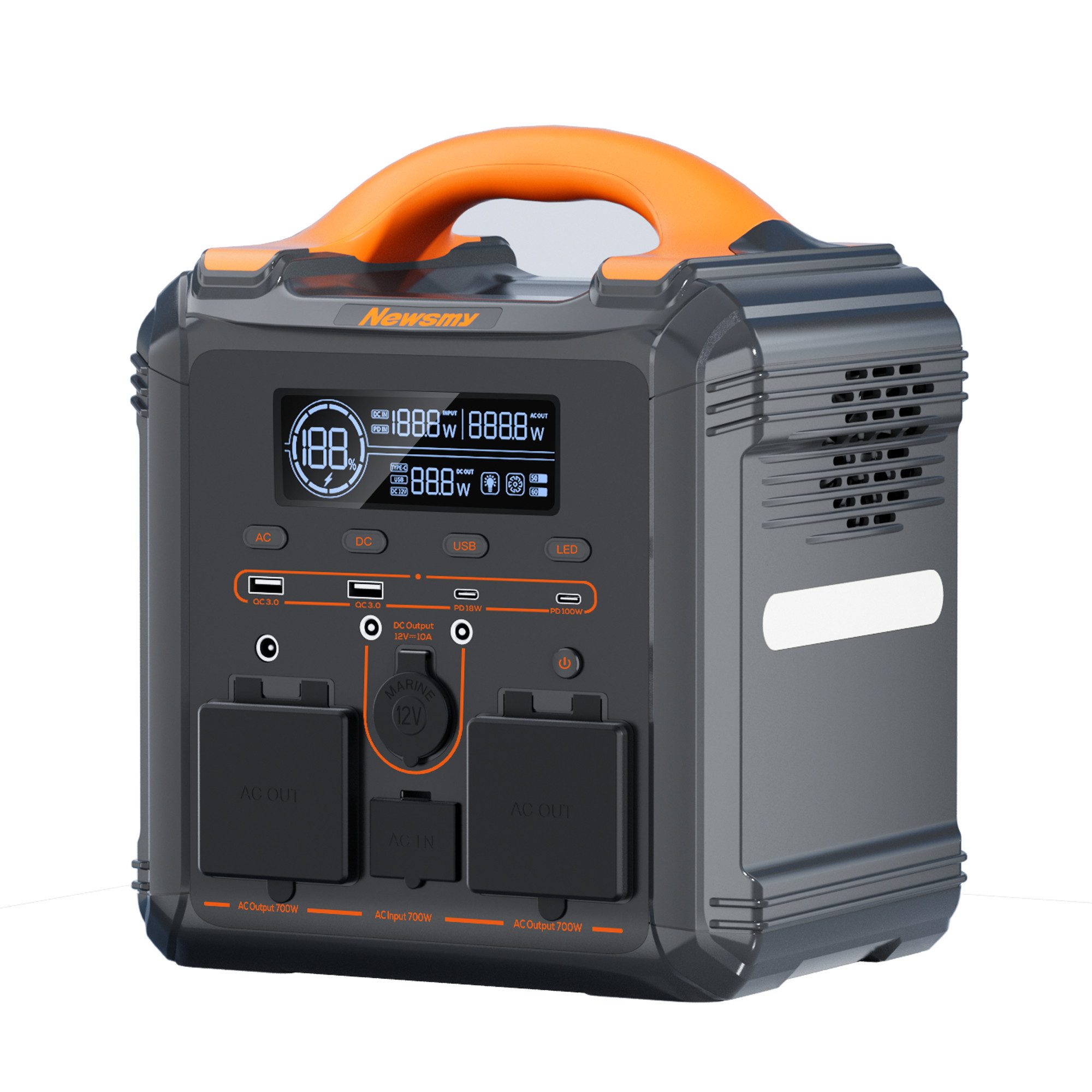 Newsmy S600P Tragbare 551,25Wh LiMnFePO4-Akku, schnelles Aufladen in 1,2 Std. Powerstation (1 St)