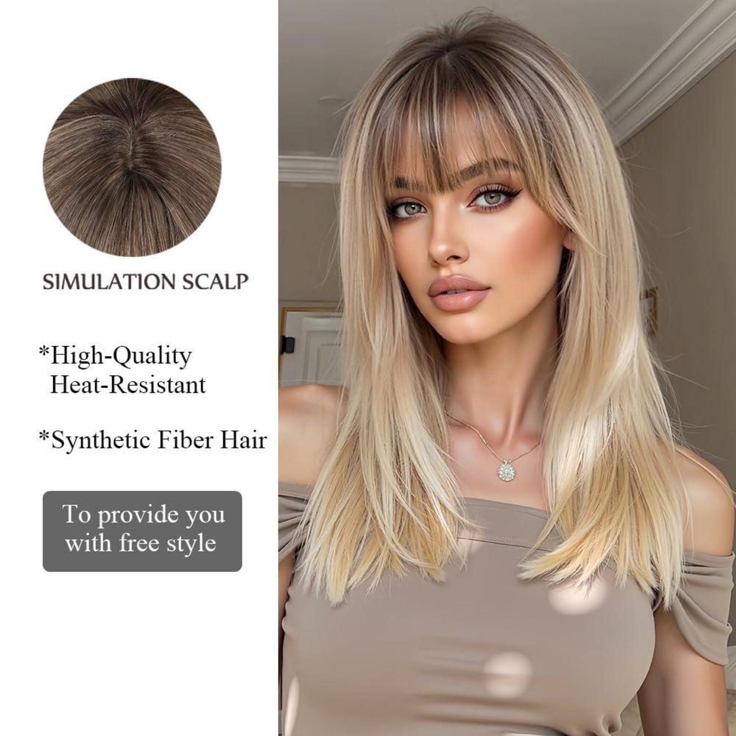 LuxusKollektion Kunsthaarperücke Ombre Blonde Perücke Frauen Gerade Lang Hitzebeständig für Party