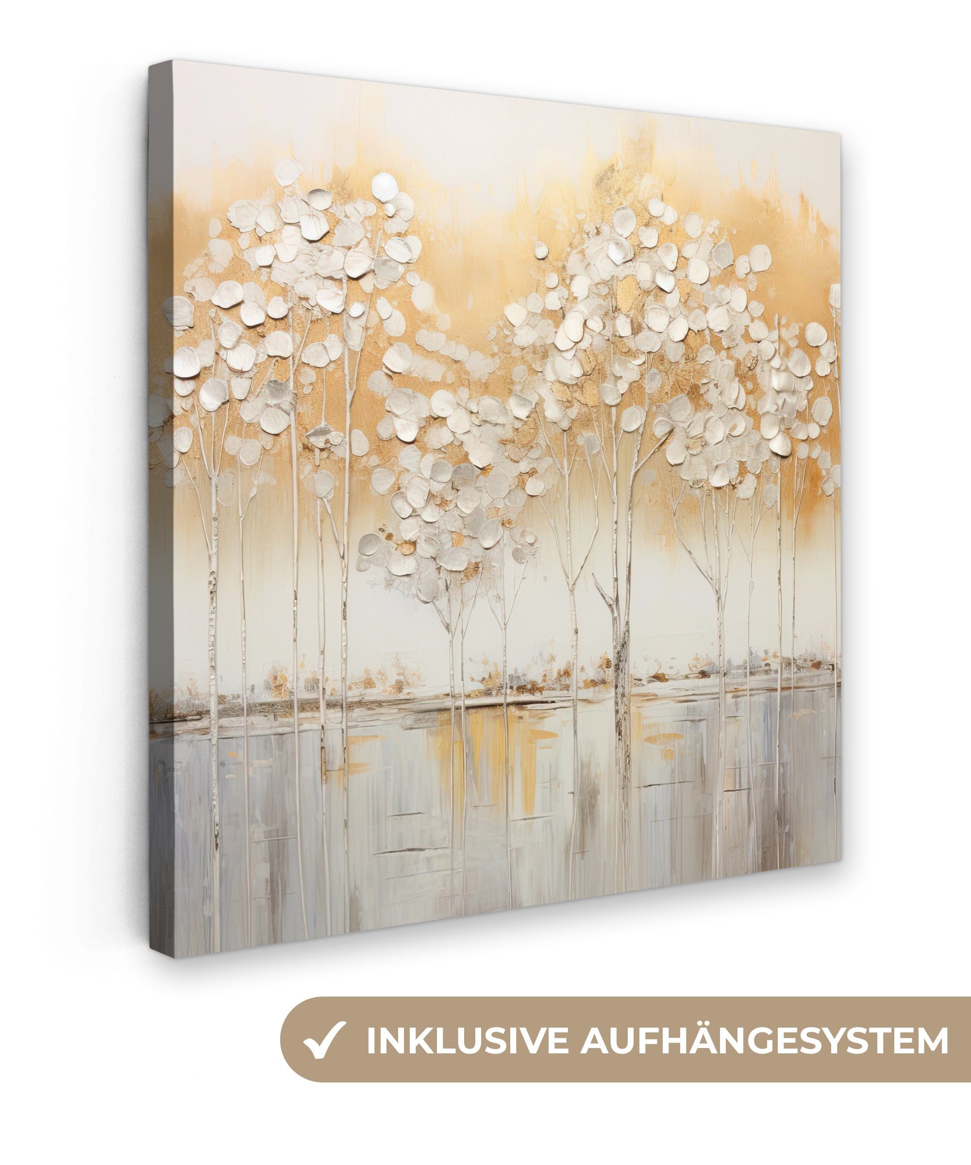 OneMillionCanvasses® Leinwandbild Bäume - Kunst - Acryl - Natur, (1 St), Leinwand Bilder für Wohnzimmer Schlafzimmer, 20x20 cm