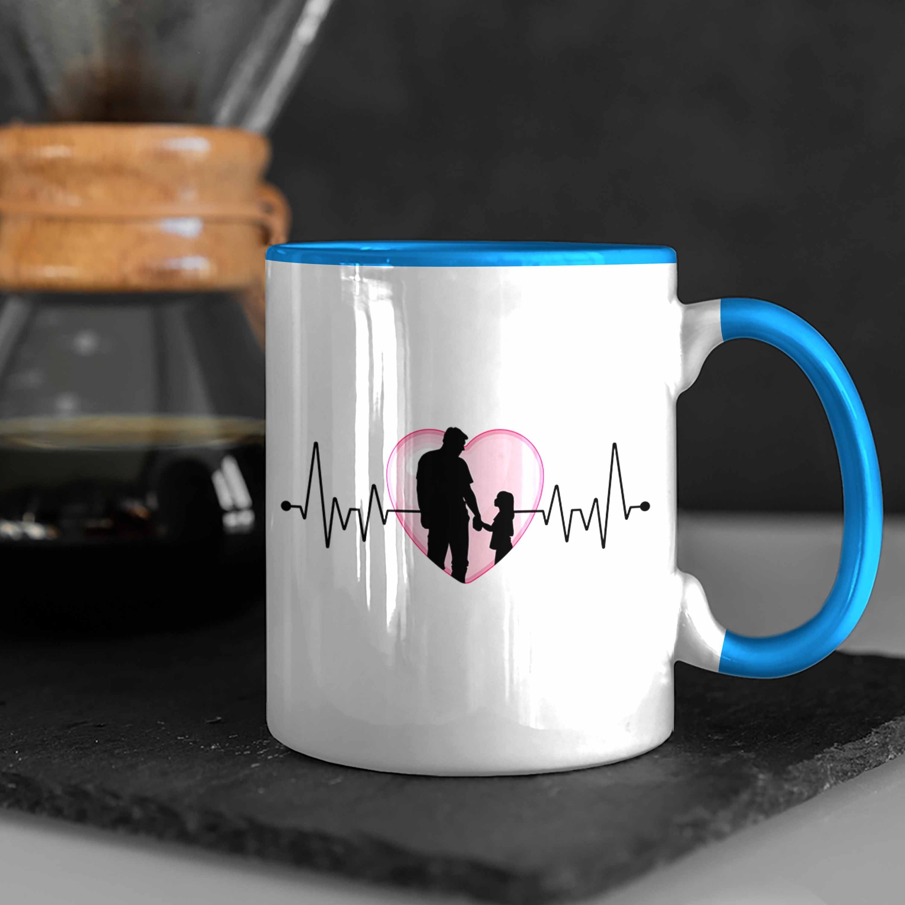 Tasse Blau Trendation Geschenk Geschenk von Herzschlag Tocht Tochter Vatertag und Papa Tasse