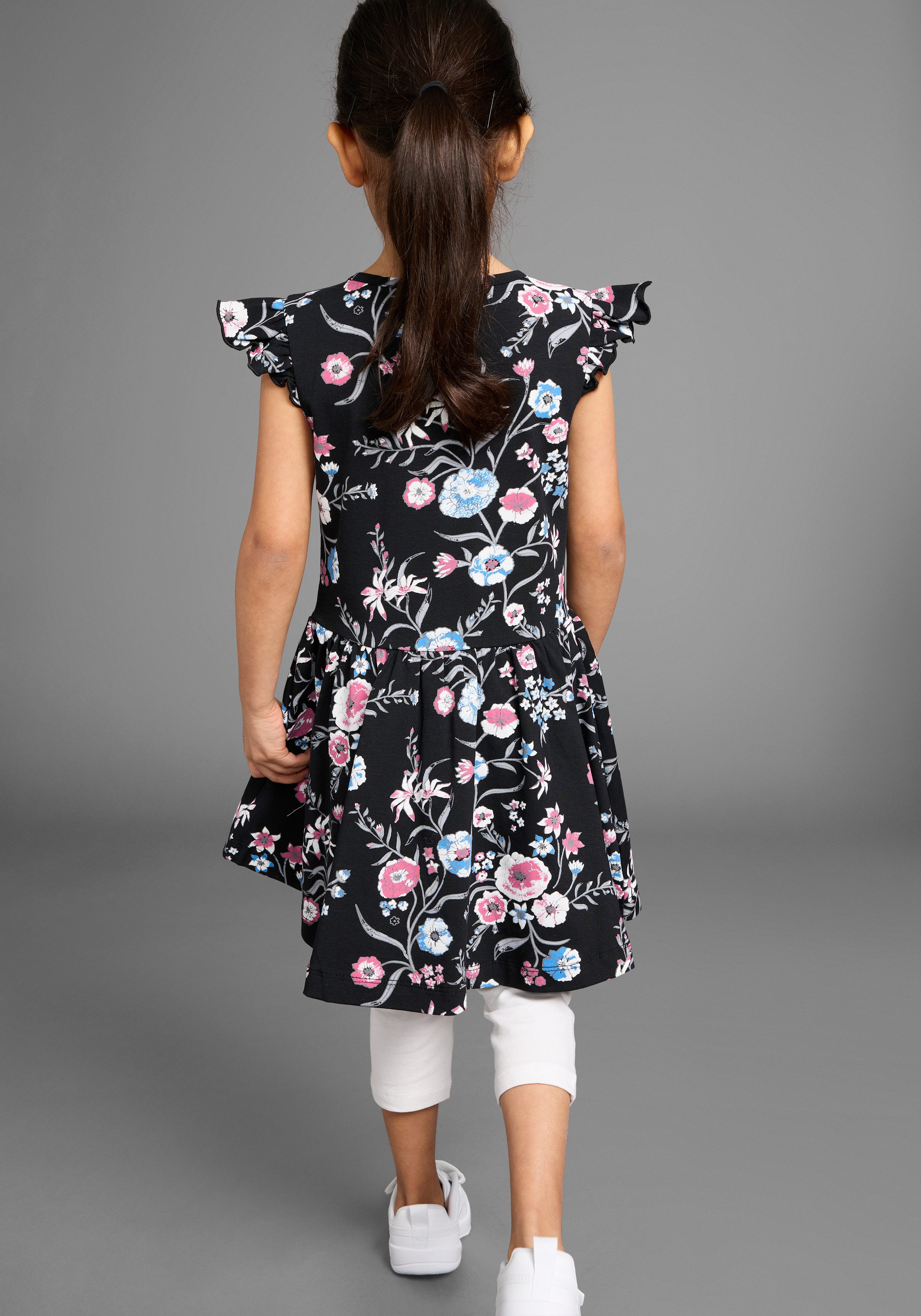 KIDSWORLD Jerseykleid Shirtkleid im trendigen Allover-Muster mit Flügelärmeln – Bild 2 von 5