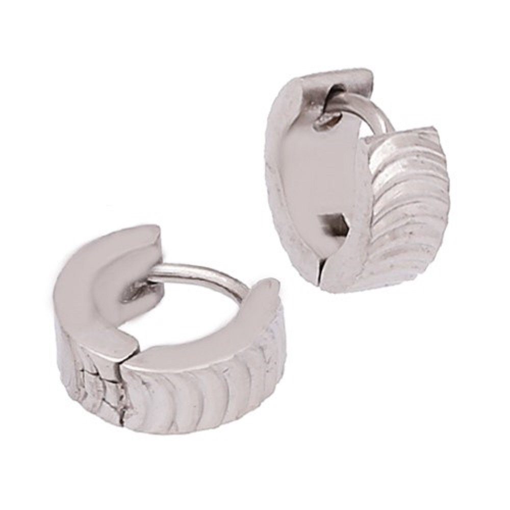 Ohrring-Set Creolen mit Wellenmuster silber aus Edelstahl Damen