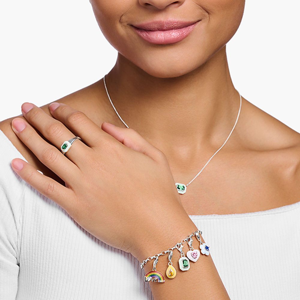 THOMAS SABO Kettenanhänger Charm Anhänger 3D Tropfen mit einem Stein - 925 Sterlingsilber