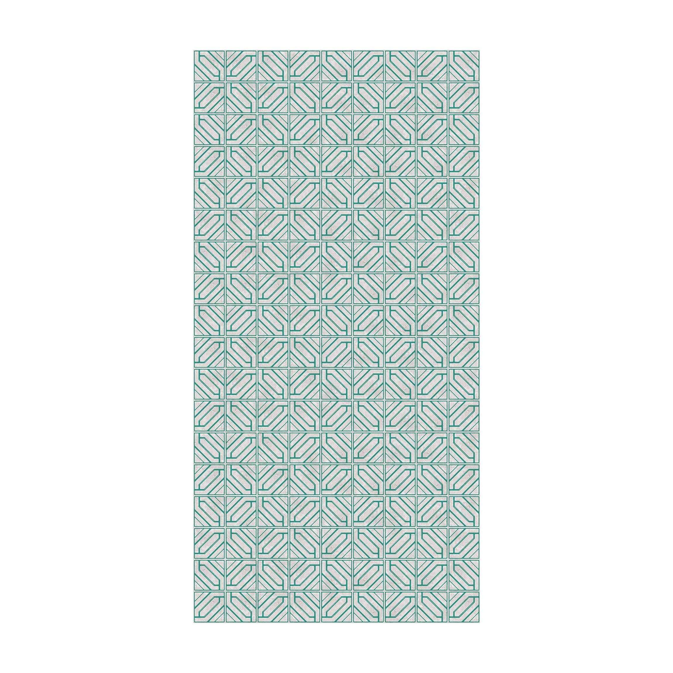 Bilderdepot24 Teppich Teppich Vinyl Flur Küche Fliesen Muster funktional lang modern, Läufer - türkis glatt, nass wischbar (Schmutz, Tierhaare) Saugroboter & Bodenheizung geeignet