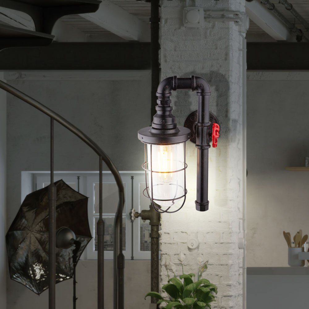 etc-shop LED Wandleuchte, Leuchtmittel inklusive, Warmweiß, Wand Lampe Industrie Rohr Wohn Zimmer Flur Освещение-
