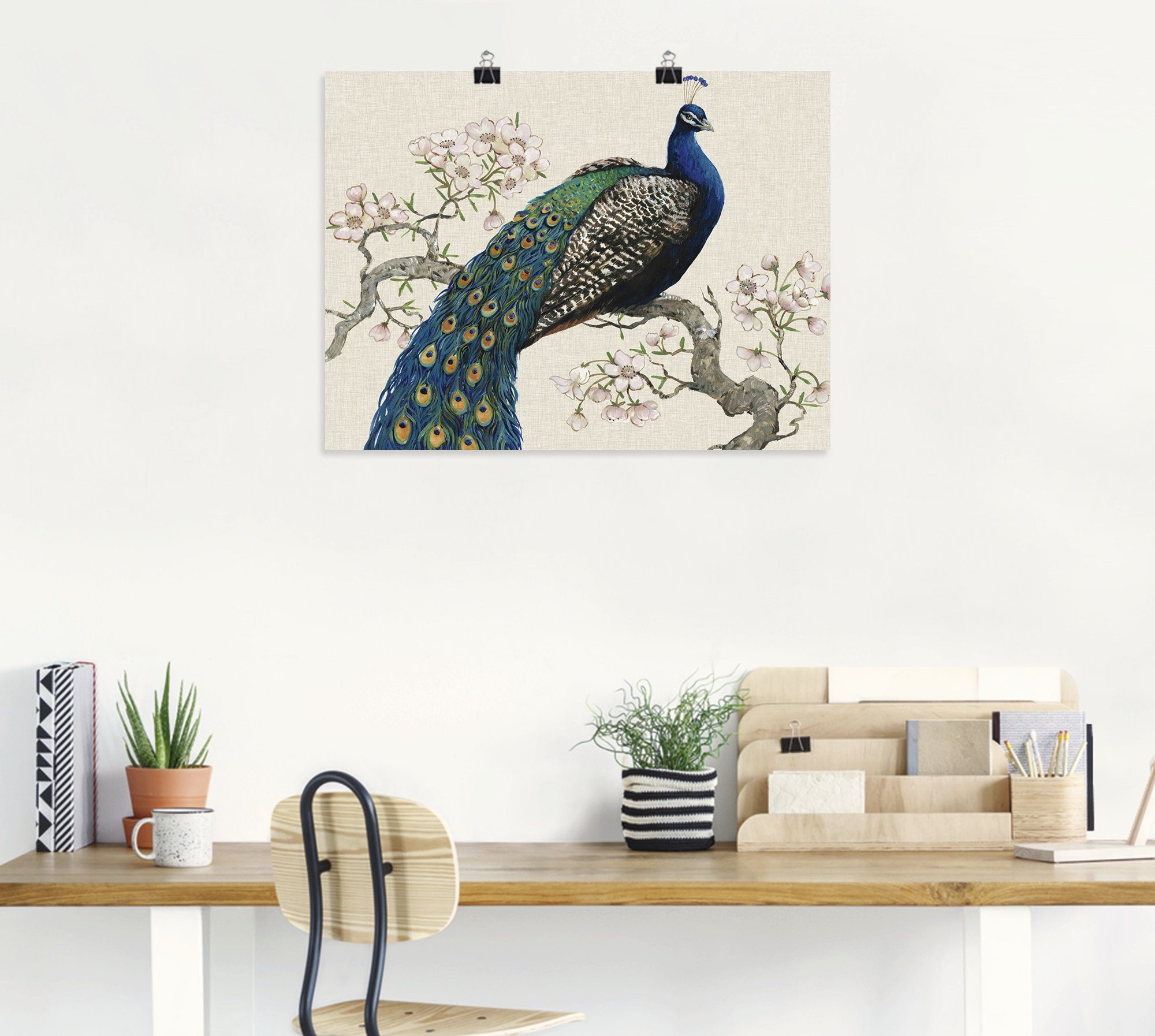 Artland Wandbild Pfau & I, Alubild, Leinwandbild, Größen Poster als versch. St), in Blüten oder Vögel (1 Wandaufkleber