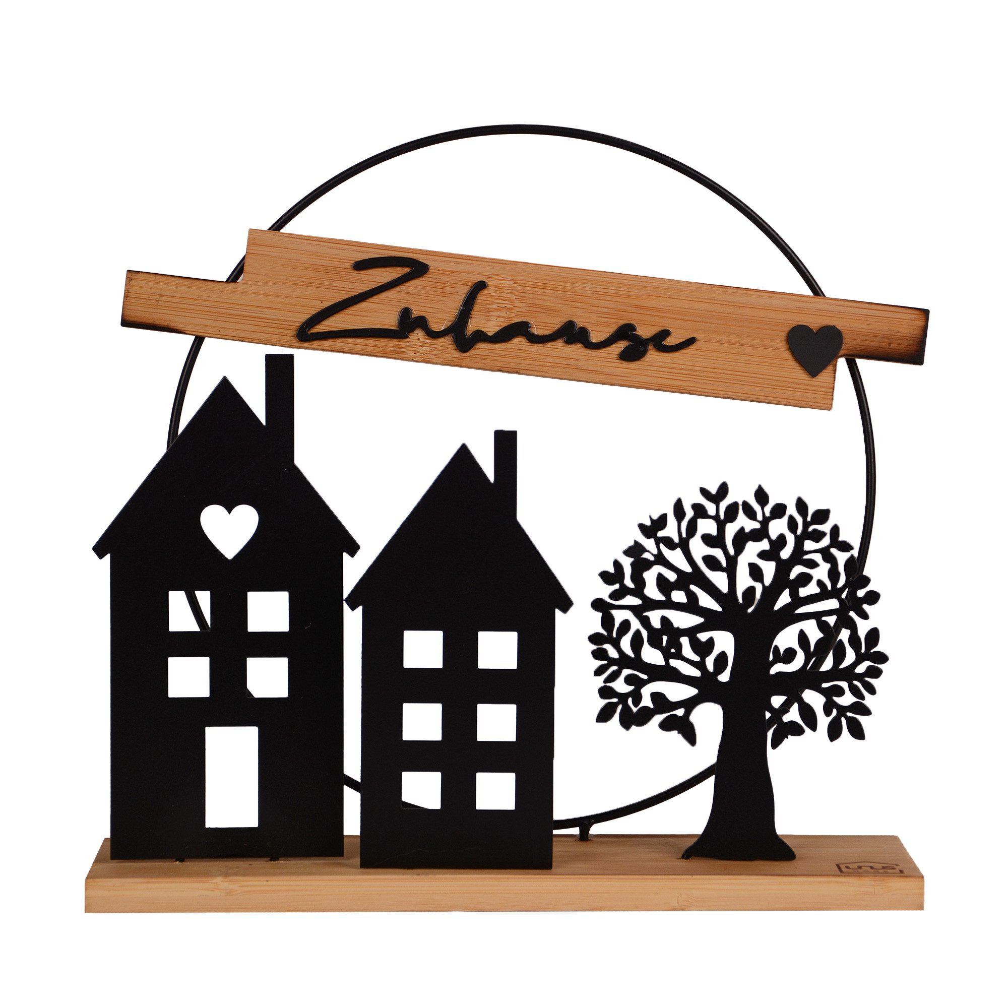UNUS HOME Dekofigur (schwarz), Aufsteller Zuhause aus Metall und Bambus-Hol günstig online kaufen