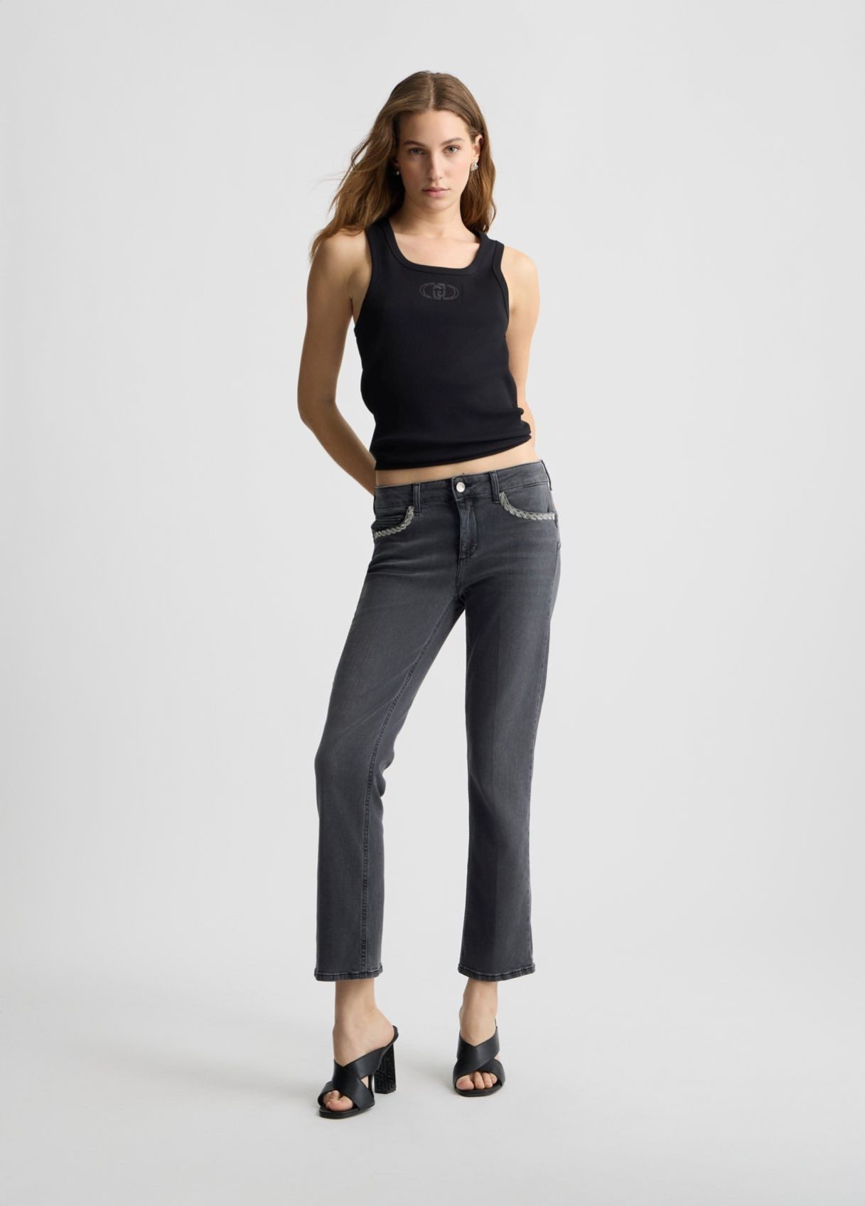 Liu Jo Ripptanktop 3.0 T-SHIRT MODA S/M - Top aus Baumwolle mit Logo