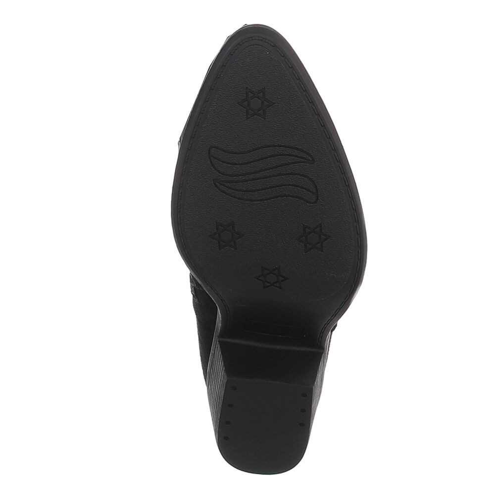 Ital-Design Damen Kniehoher Stiefel mit Blockabsatz, elegant Stiefel (92002450) Blockabsatz Stiefel in Schwarz