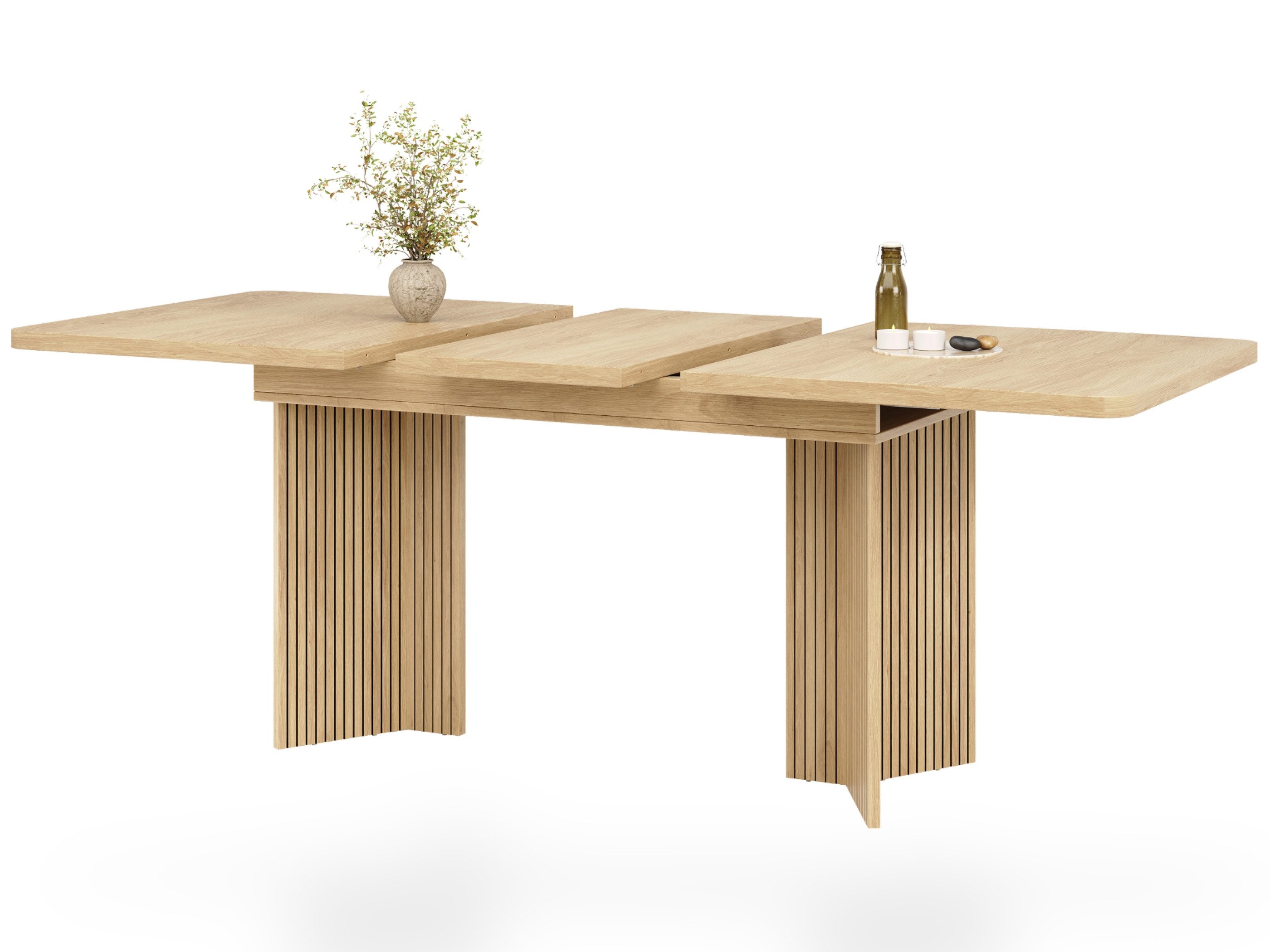 SeedWave Esstisch Rechteckiger Ausziehtisch 120–160 cm mit V-förmigen Tischbeinen, Küchentisch für 4–6 Personen mit integrierter 40-cm-Erweiterung