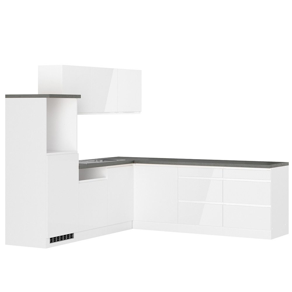 Lomadox Küchenzeile MARSEILLE-03, Winkelküche 240/240cm, Hochglanz günstig online kaufen