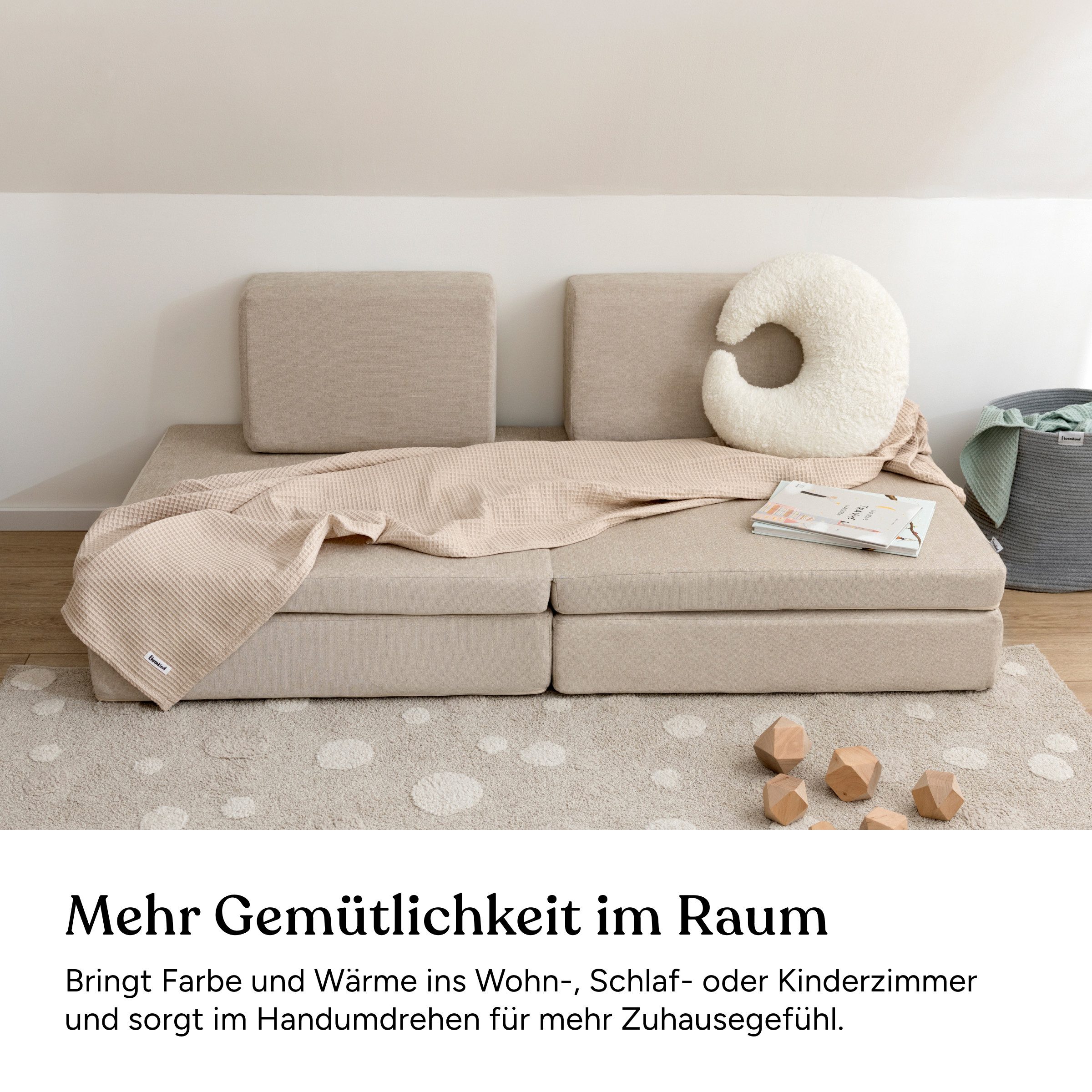Ehrenkind Tagesdecke Sofadecke aus 100 % Bio-Baumwolle, strukturierter Waffelpiqué für eine griffige Haptik