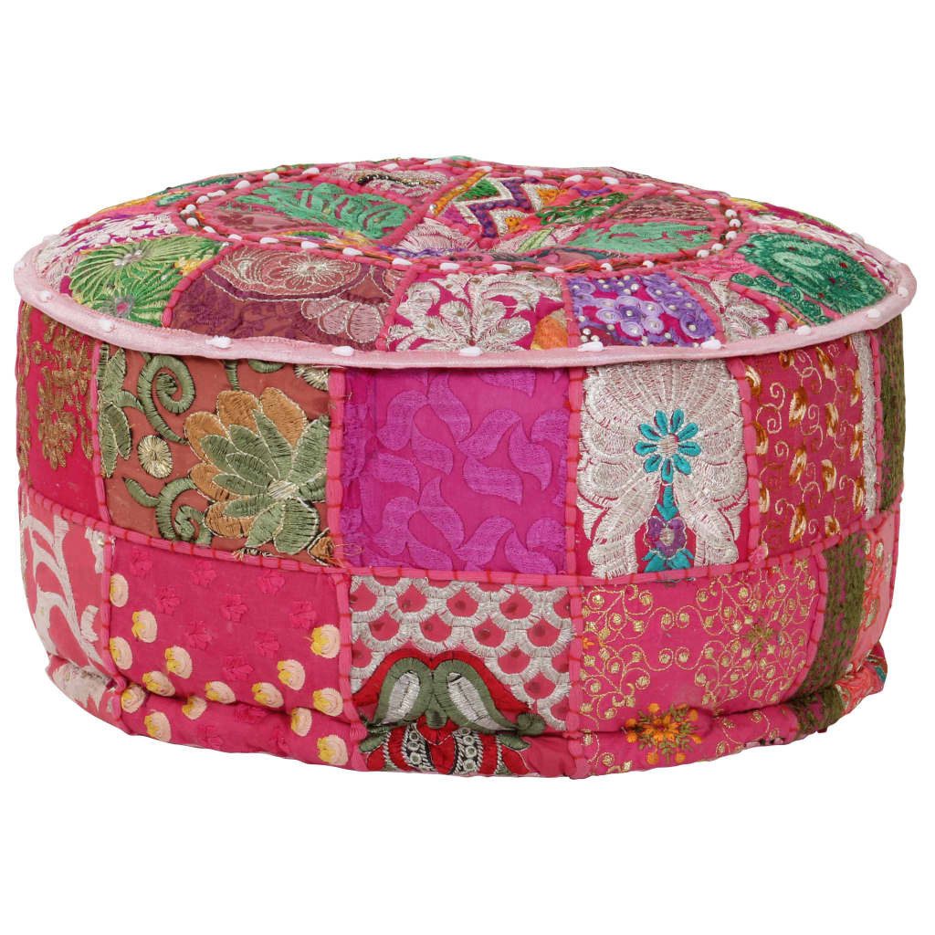 vidaXL Polsterhocker Patchwork Sitzpouf Rund Baumwolle günstig online kaufen