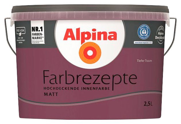 Alpina Wand- und Deckenfarbe Liter Violett, Intensives 2,5 Farbrezepte Traum, matt, Tiefer