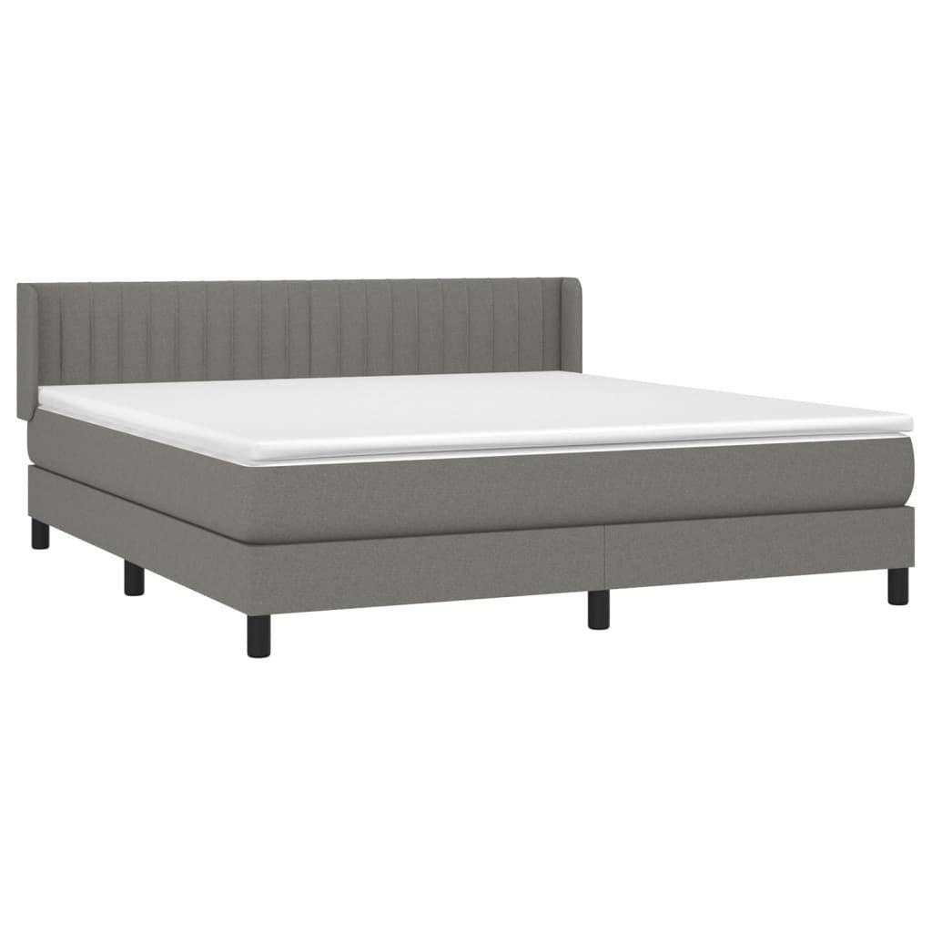 Bett Boxspringbett mit Matratze Dunkelgrau 160x200 cm Stoff