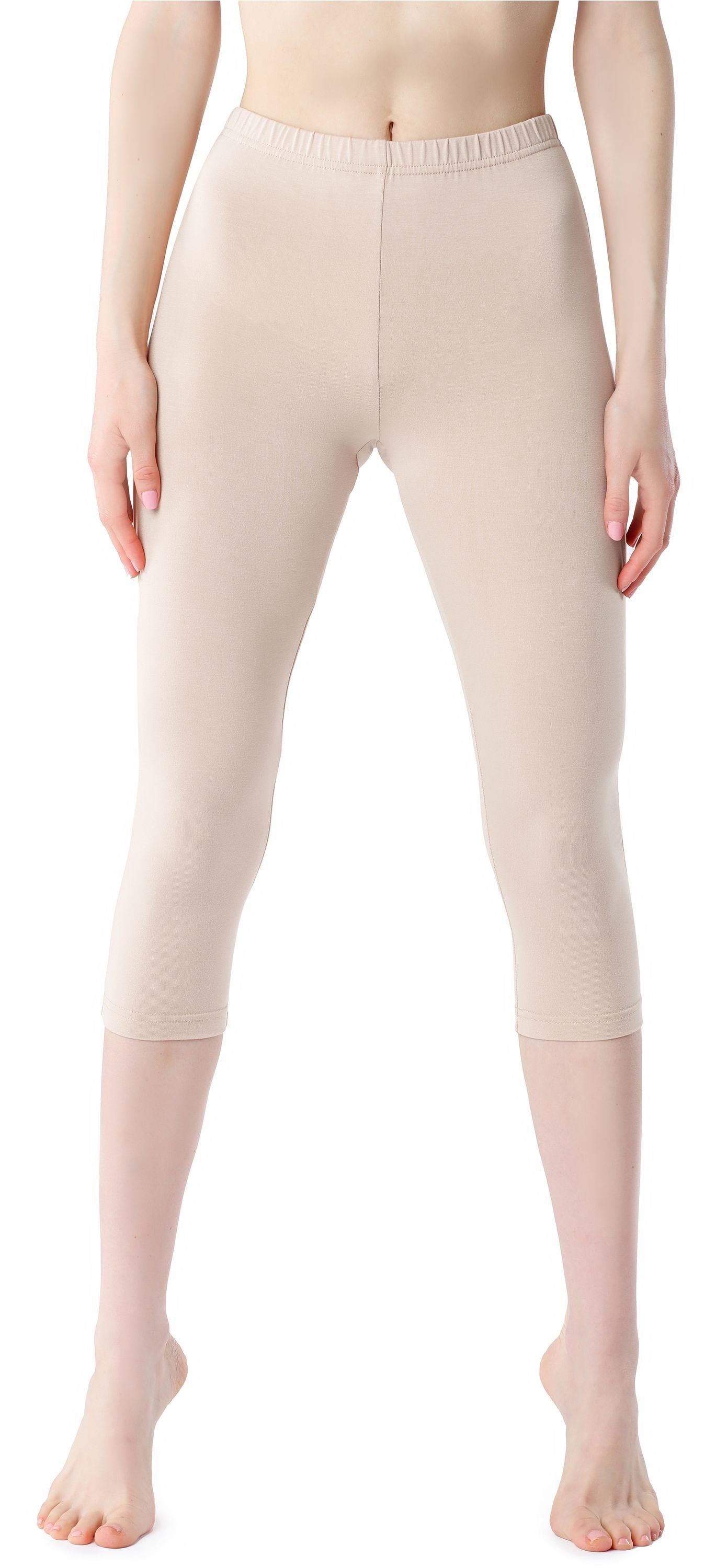 Bellivalini Leggings Damen Leggings 3/4 aus Viskose BLV50-204 (1-tlg) elastischer Bund Beige