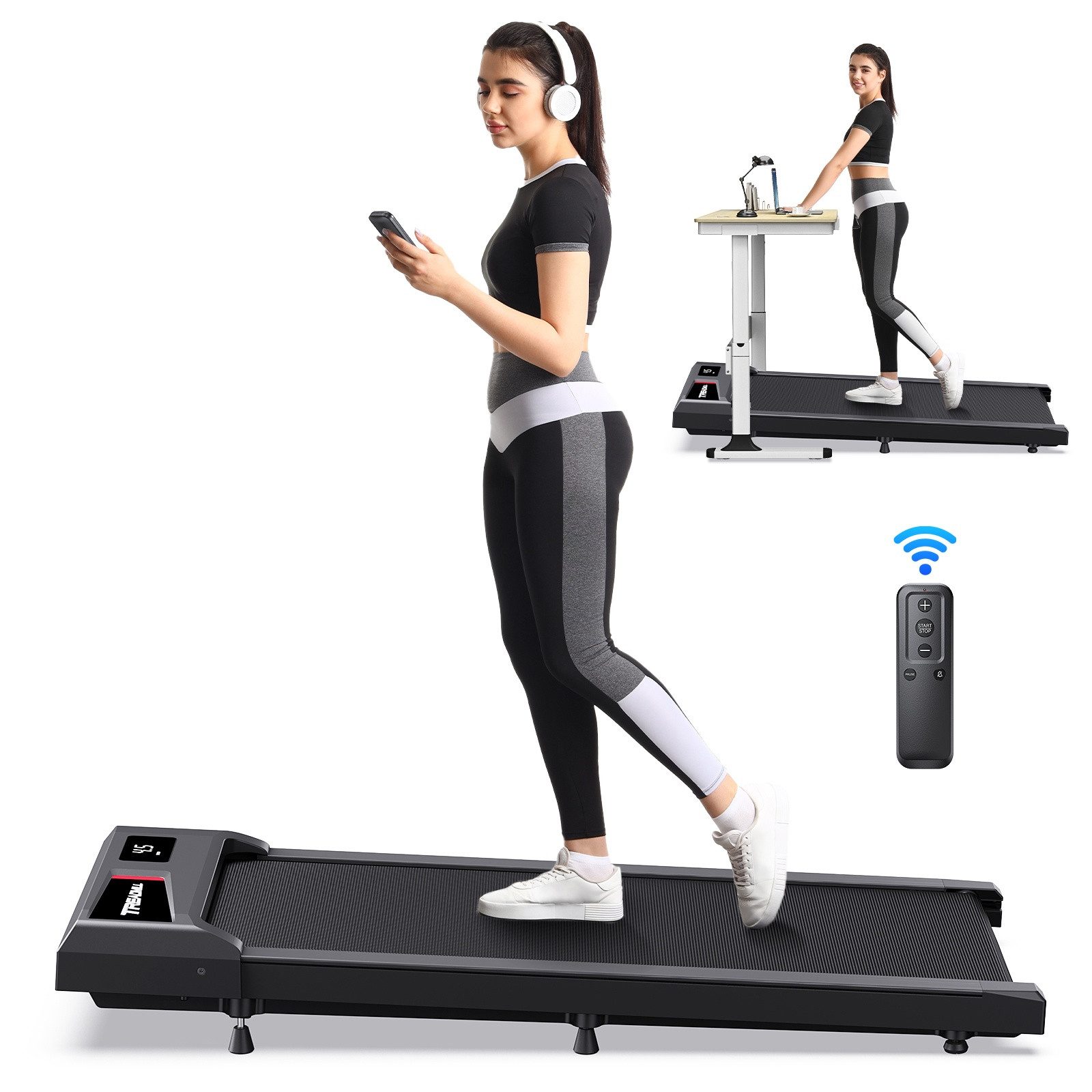 Laufband Walking Pad mit Steigung 2-6KM/H, Dreifacher Dämpfung und