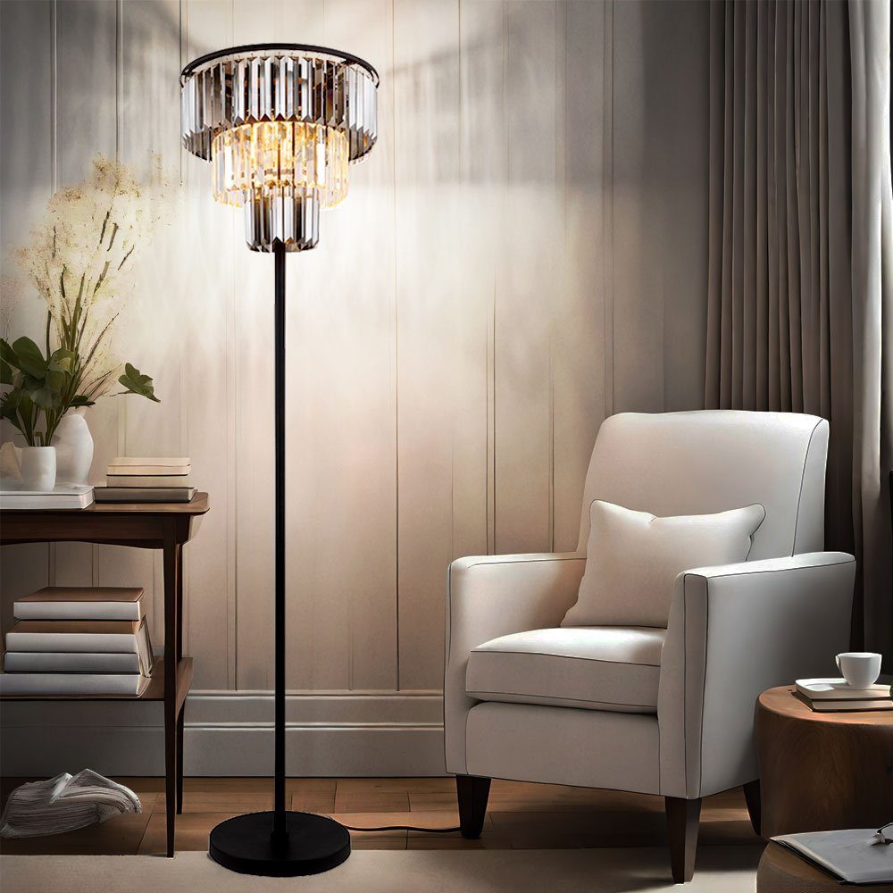 GLOBO LIGHTING LED Stehlampe, Leuchtmittel inklusive, Warmweiß, Stehleuchte Standleuchte Wohnzimmerleuchte Stehlampe Glaskristalle LED