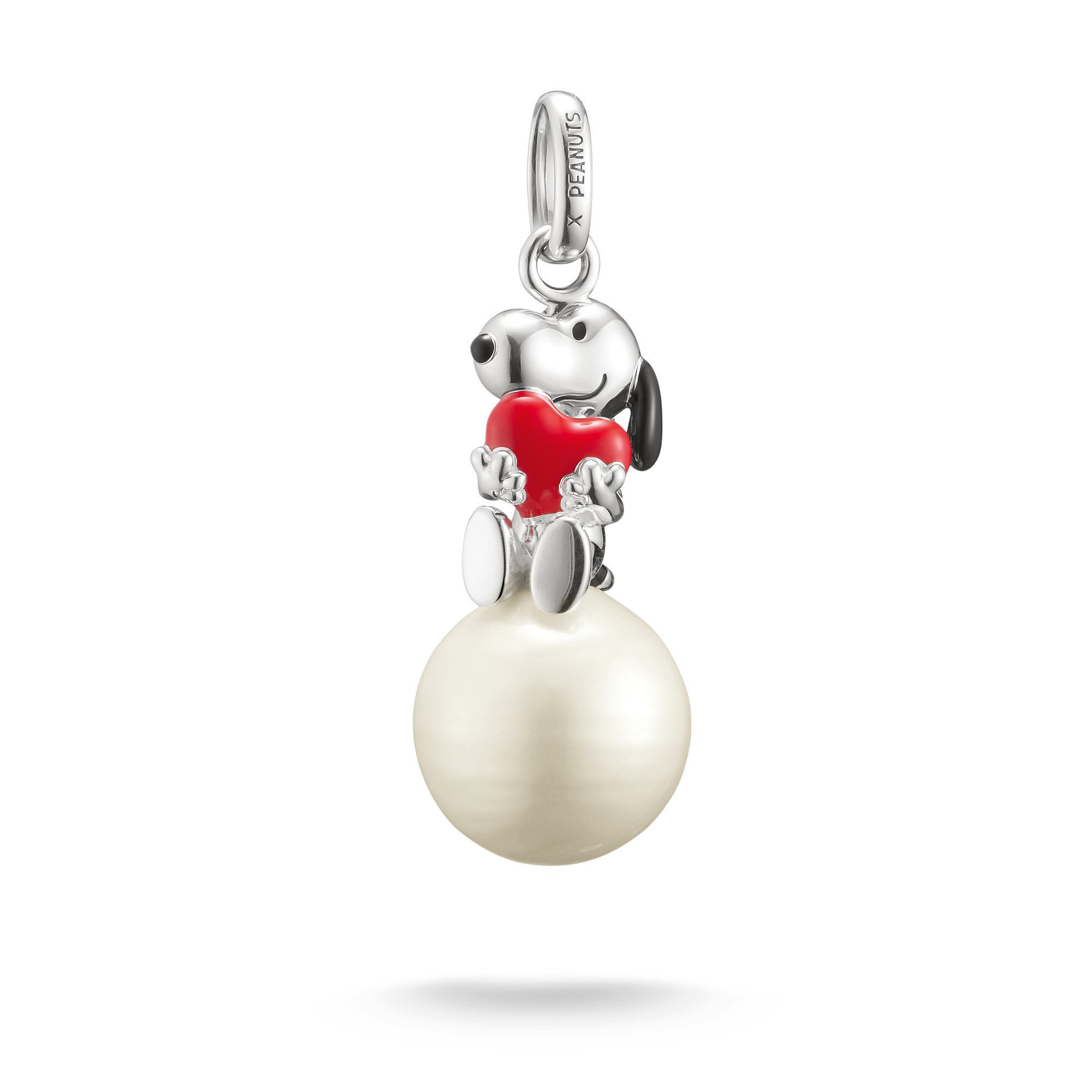 THOMAS SABO Kettenanhänger THOMAS SABO x Peanuts Anhänger Snoopy mit Herz auf Schneeball, mit Perle (imitiert)