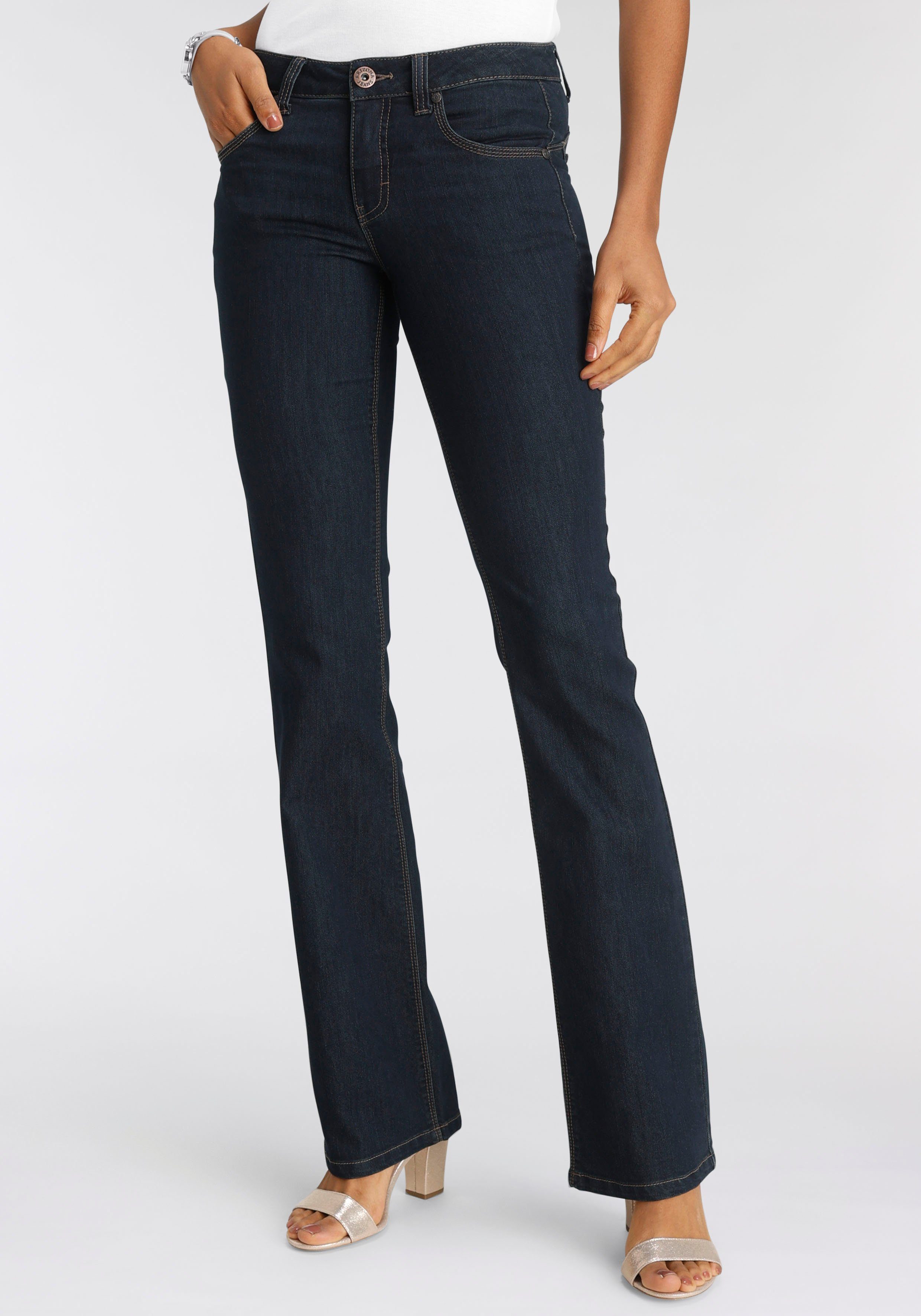 Arizona Bootcut-Jeans Shaping bootcut, Kontrastnähte, Used-Look-Waschung, günstig online kaufen