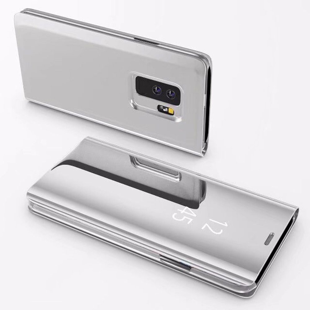 FITSU Handyhülle Spiegel Hülle für Samsung Galaxy A6 Plus Handytasche, Schlanke Klapphülle, elegantes Flipcase, Handyhülle mit Standfunktion