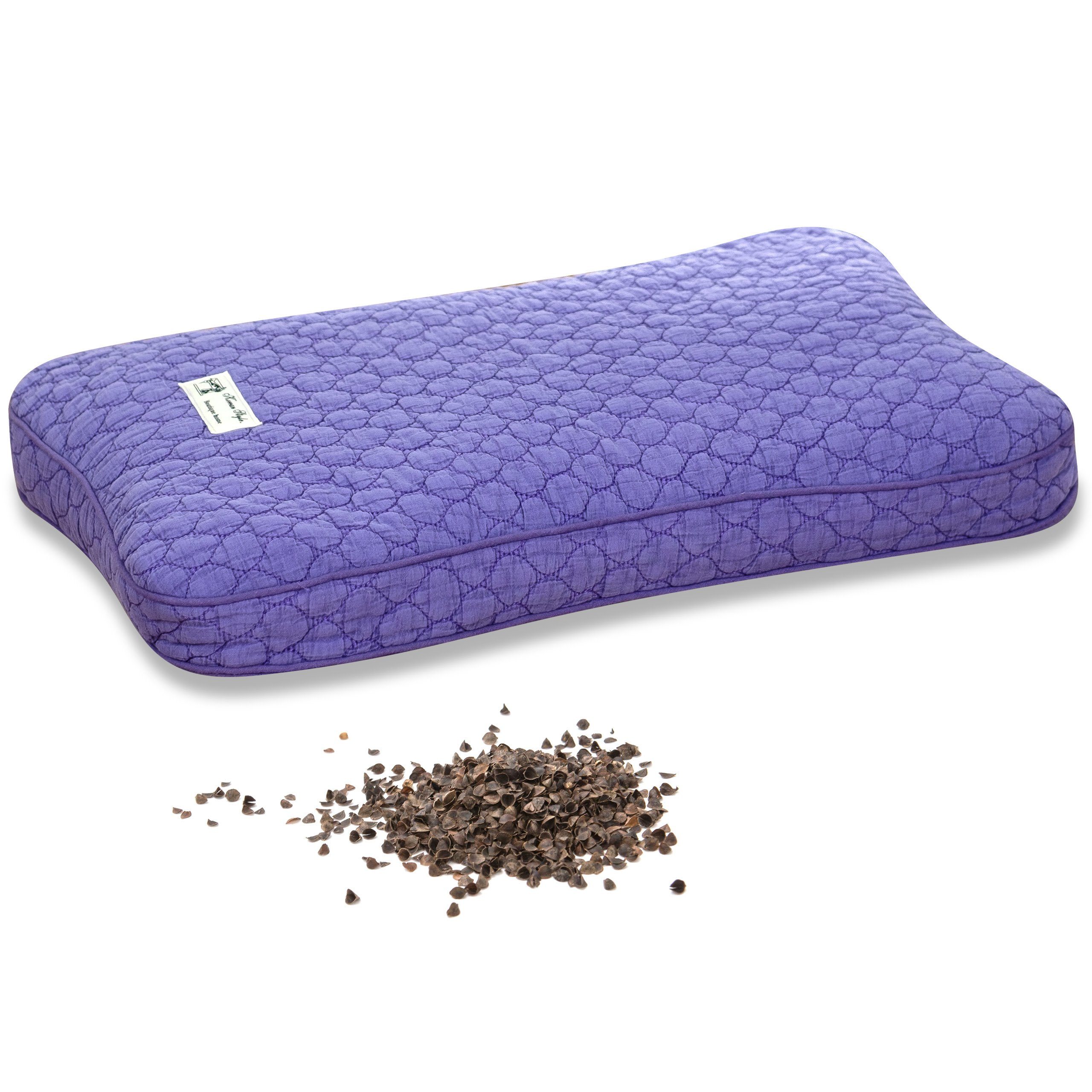 Vitabo Kopfkissen Buchweizenkissen - 27x45x8cm - ergonomisches Naturkissen, Füllung: Buchweizenspelzen, Seitenschläfer, Rückenschläfer, Bauchschläfer, atmungsaktiv, allergikerfreundlich