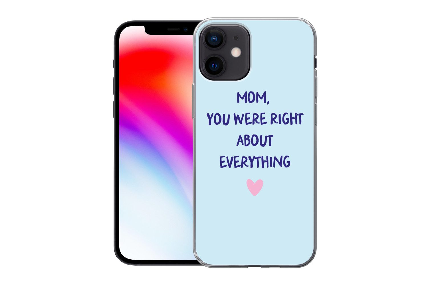 MuchoWow Handyhülle für Apple iPhone 12 Mutter - Zitat - Blau, Smartphone-Bumper, Print, Handy Schutzhülle Dünn