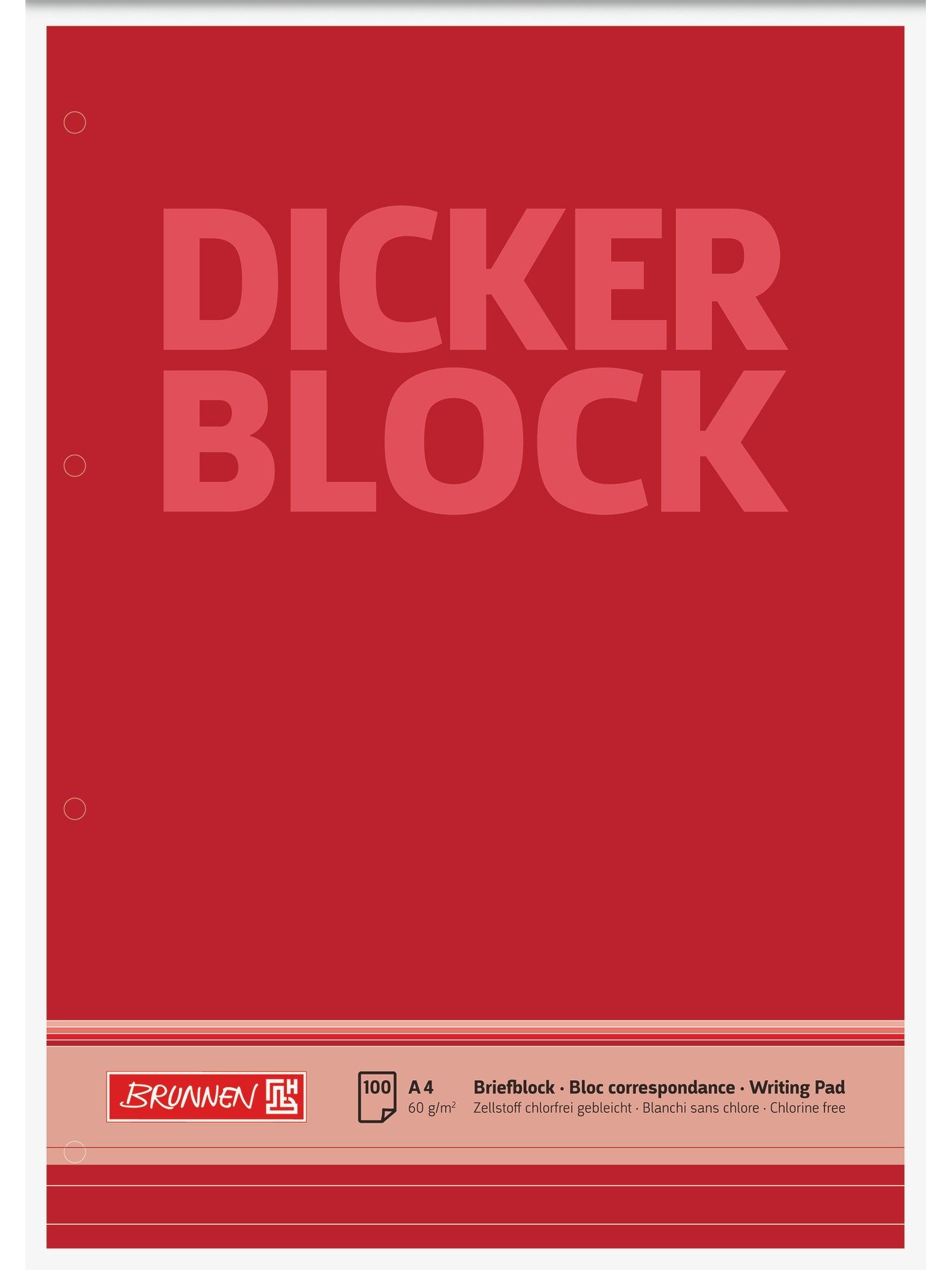 Baier Kindersitz Briefpapier Dicker Block Briefblock A4 liniert rot