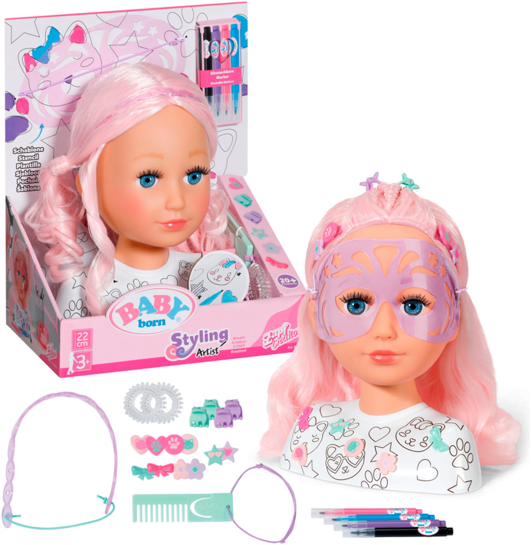 Baby Born Frisierkopf Stylingkopf Kreativ, mit Zubehör