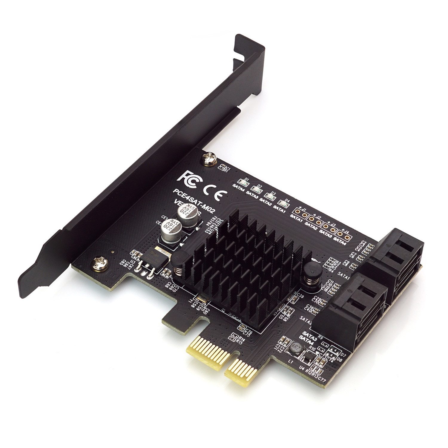4 Port SATA PCI Express x1 Karte, Marvell 88SE9215 Chipsatz Adapter