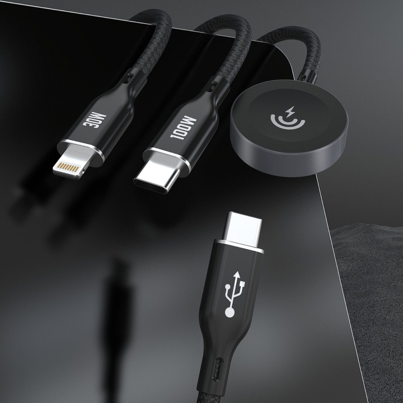 Dudao A12Max+ USB-Kabel, USB-C Stecker, Kompatibel mit iPhone (Kabel) Stecker, USB-C, Kompatibel mit iPhone (Kabel), Apple Watch Ladegerät (120 cm), 3-in-1 Kabel für Apple Watch, USB-C & iPhone, 100W PD