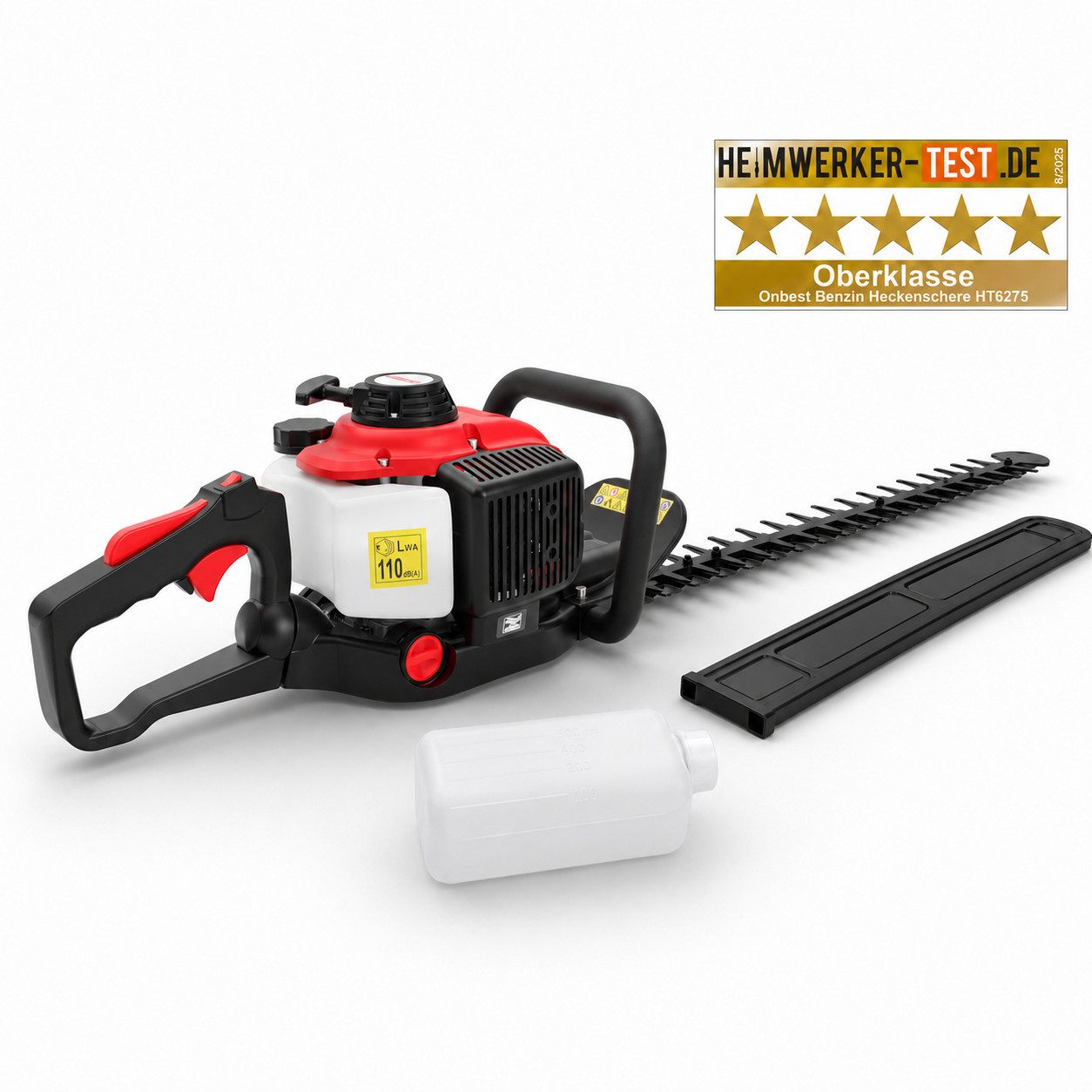 Onbest Benzin-Heckenschere HT6275 mit Laser CUT, 68 cm Schwertlänge, 0,75 kW / 1 PS, 26 mm Schnittkapazität, 5,5 kg