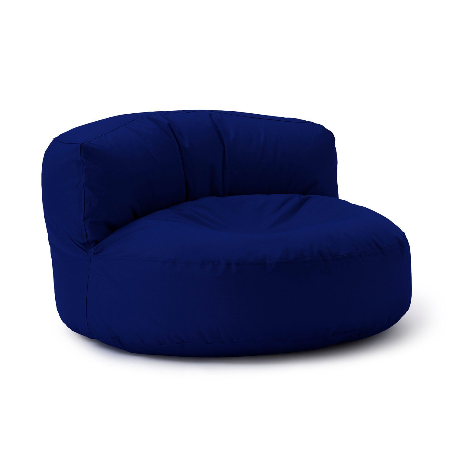 Lounge, dunkeblau Lumaland Round Sitzkissen Rückenlehne Sofa 90x90x50cm Outdoor Couch inkl. Bag Sitzsack Bean In-&
