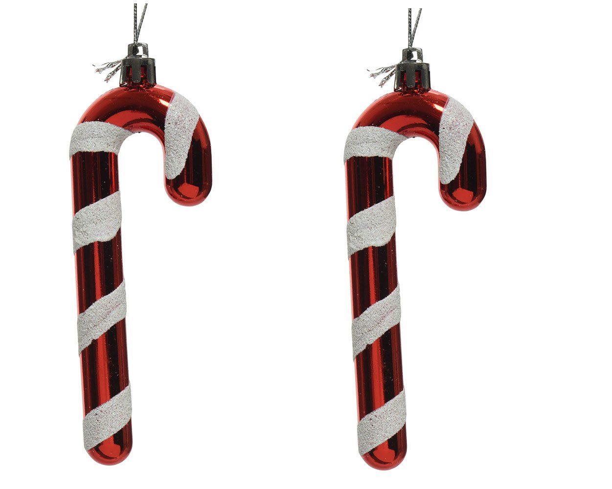 Kaemingk Christbaumschmuck, Christbaumschmuck Kunststoff Zuckerstangen 12cm rot / weiß 2er Set