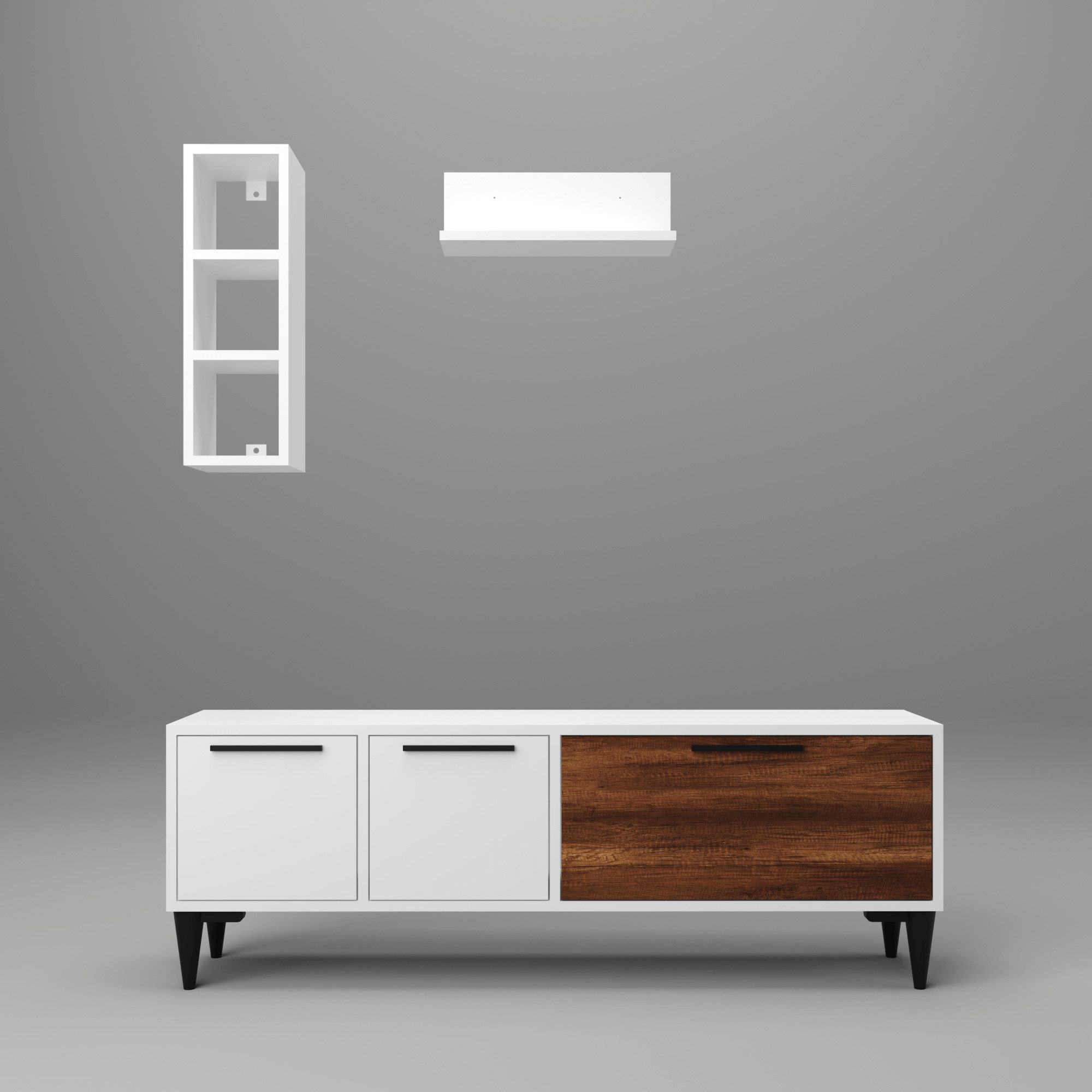 BDR Smart Home Art Lowboard Roma TV Schrank 3 Türen Stilvoll & Modern mit 2 Farben