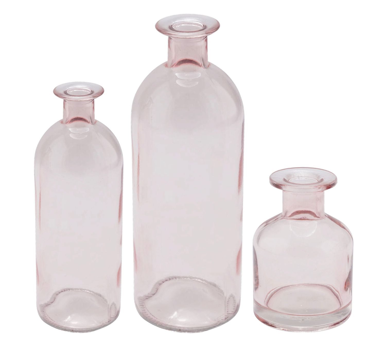 Dekovase Vase Rosa Glas Blumenvase Dekovasen 3 fach sortiert