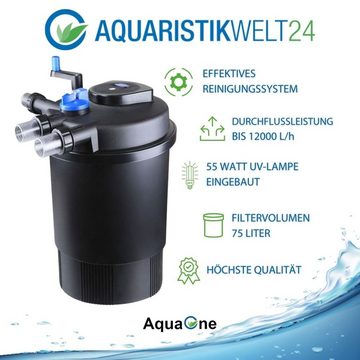 Aquaone Teichfilter AquaOne Teich Filteranlage Set Nr.47 CPF 30000 Druckfilter 37-180W regelbare Eco Teichpumpe Teichgröße bis 60000l Teichschlauch