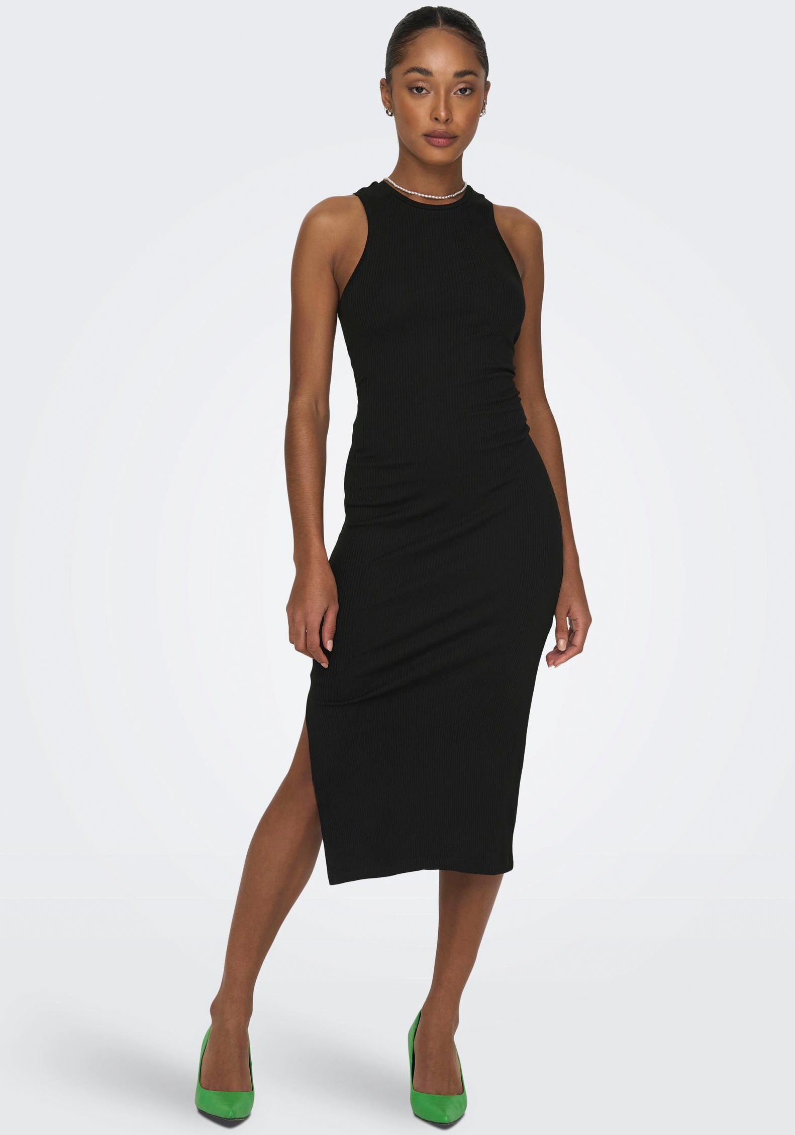 S/L NOOS Jerseykleid DRESS Black ONLY JRS MIDI ONLBELFAST