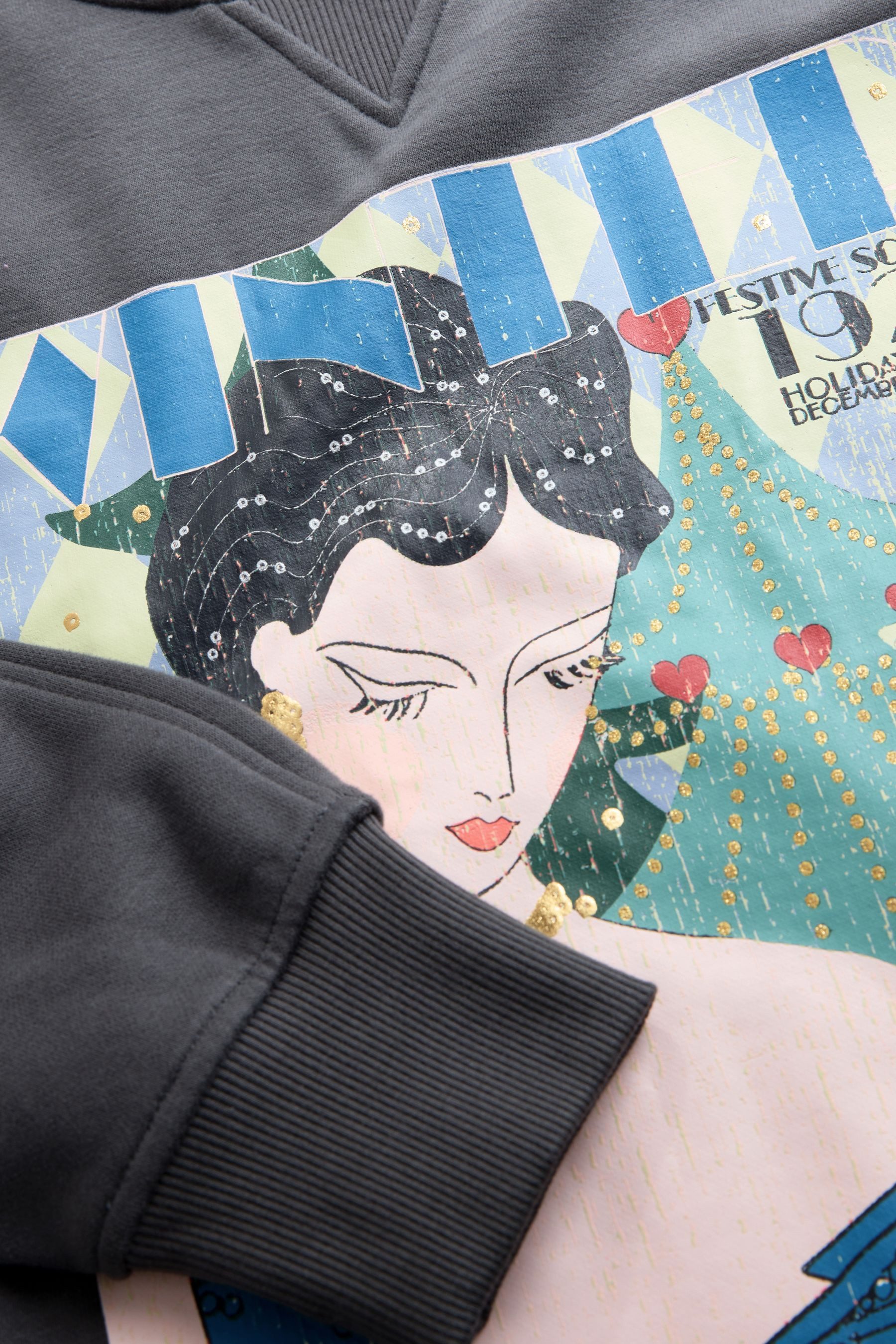 Next Sweater Langarm-Sweatshirt, Vintage Magazine (1-tlg)