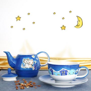 Mila Teekanne Mila Keramik Tee-Set- Tea for One NachtKatzen, 0,4 l, (Set)