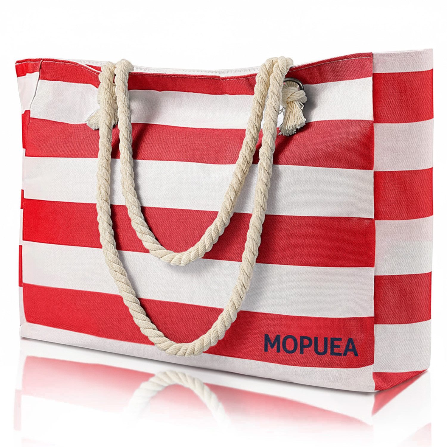 MOPUEA Strandtasche Strandtasche Große wasserdichte Damen Duschtasche mit Reißverschluss (Große Strandtasche Damen wasserdicht mit Reißverschluss Baumwolle, Große Strandtasche mit Reißverschluss und Innentasche), Wasserdicht robust leicht große Kapazität mit Innentasche