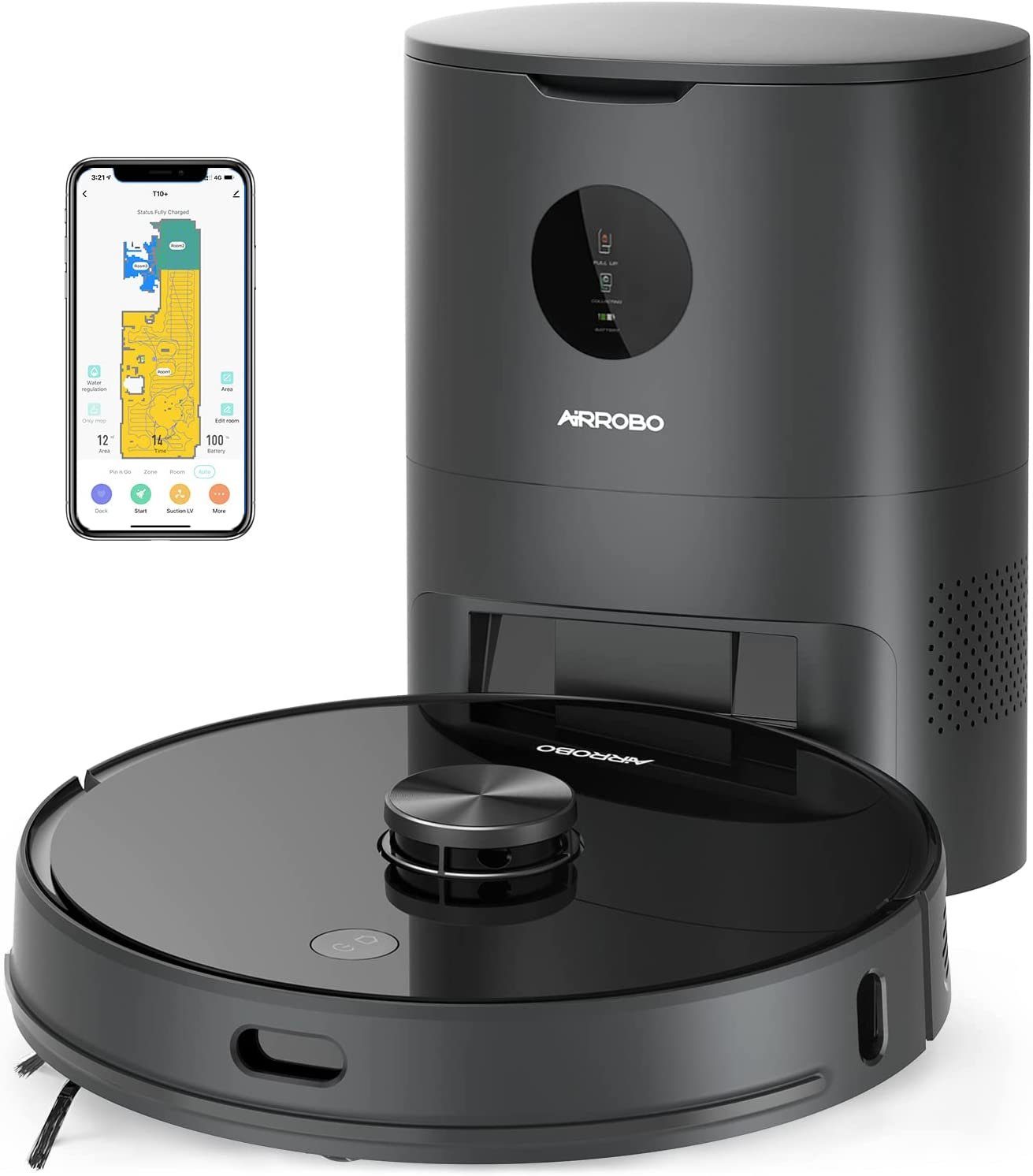 AIRROBO Saugroboter T10+ Saugroboter mit Wischfunktion WLAN Staubsauger Roboter, 50,00 W, mit Beutel, 360° Kollisionsschutz – 23 Sätze von Sensoren