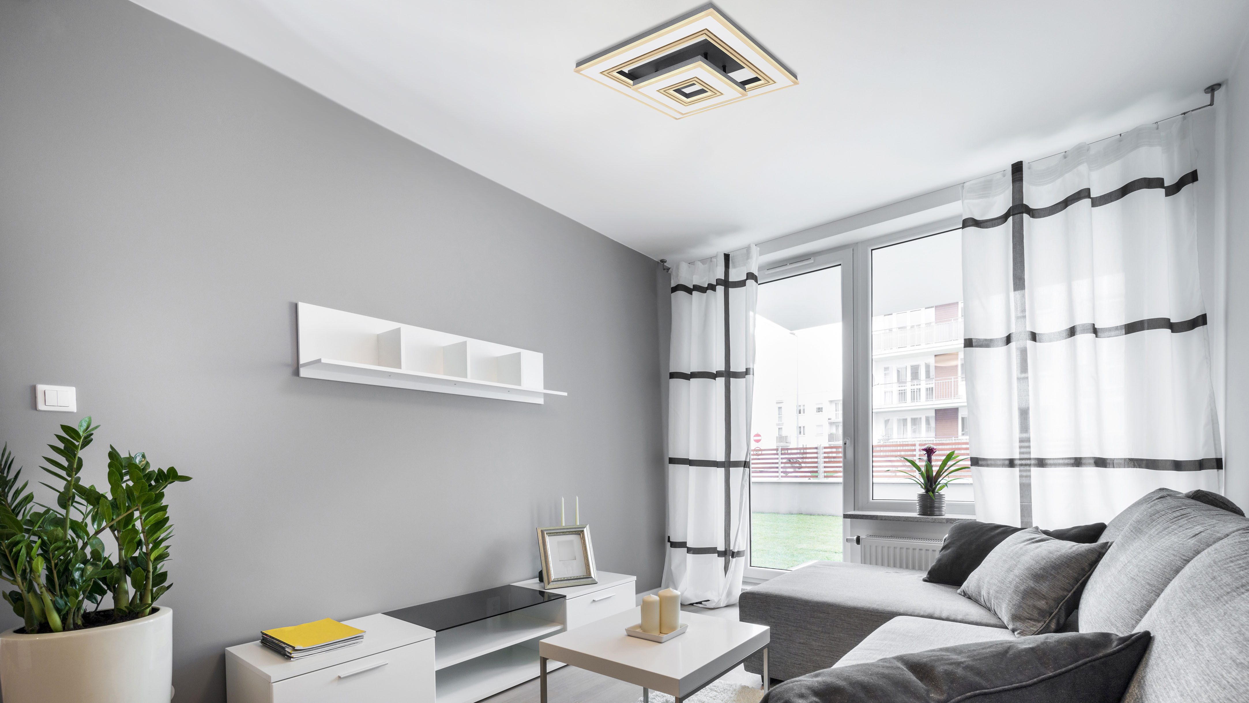 GLOBO LIGHTING LED Deckenleuchte JACK, Dimmfunktion, Memoryfunktion, Nachtlichtfunktion, mehrere Helligkeitsstufen, LED fest integriert, Deckenlampe/quadratisch/Wohnzimmer/Schlafzimmer/modern