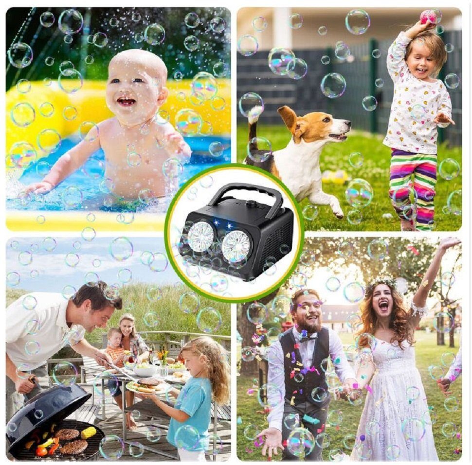 COIL Seifenblasenmaschine Automatische Seifenblasenmaschine, Tragbar Bubble Machine, Doppelmotor,LED,26 Löcher,20000+ Blasen/Minute