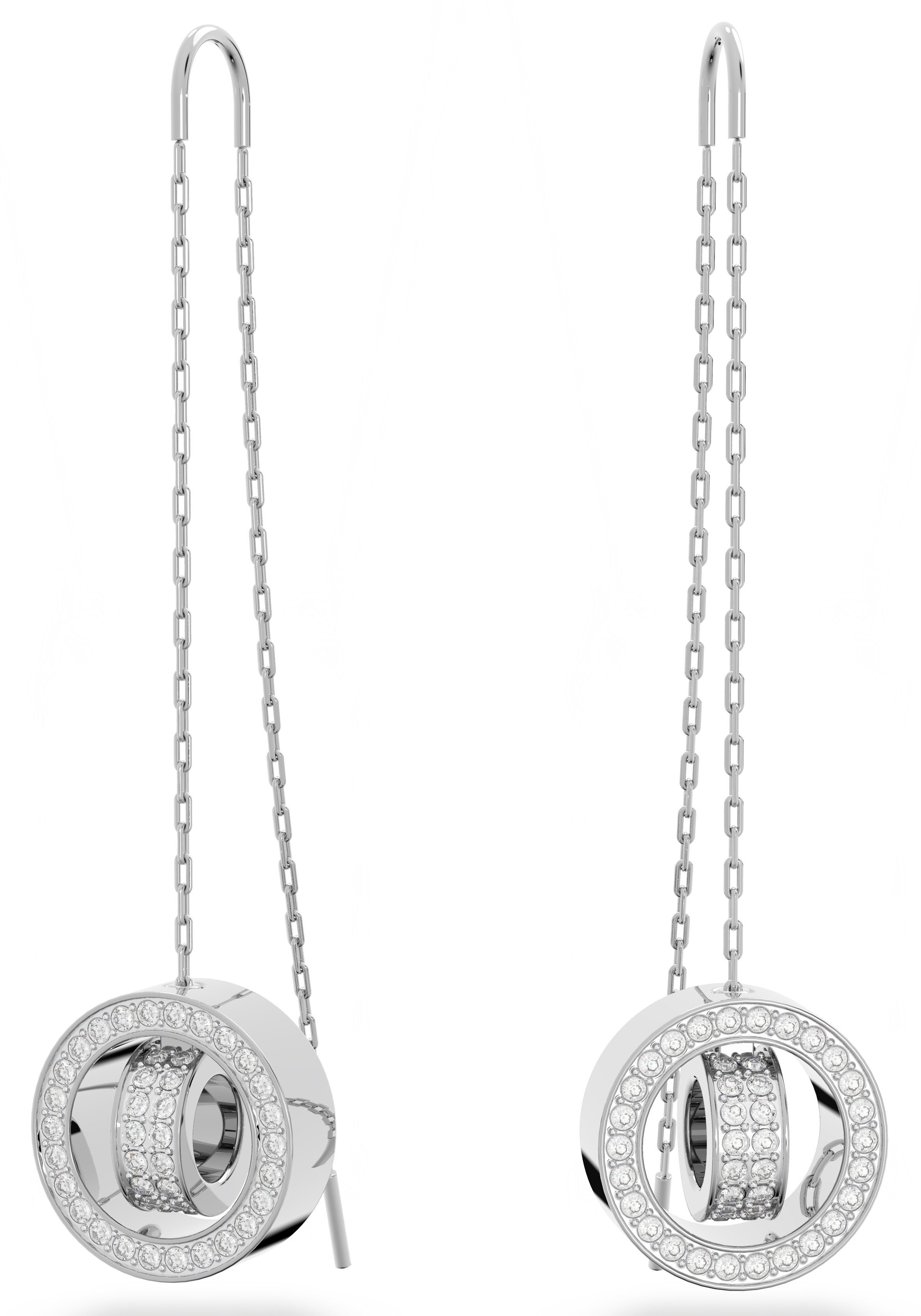 Swarovski Paar Ohrhänger Hollow Drop-Ohrhänger, Lang, 5636435, 5636504, mit Swarovski® Kristall metallfarben-kristallweiß
