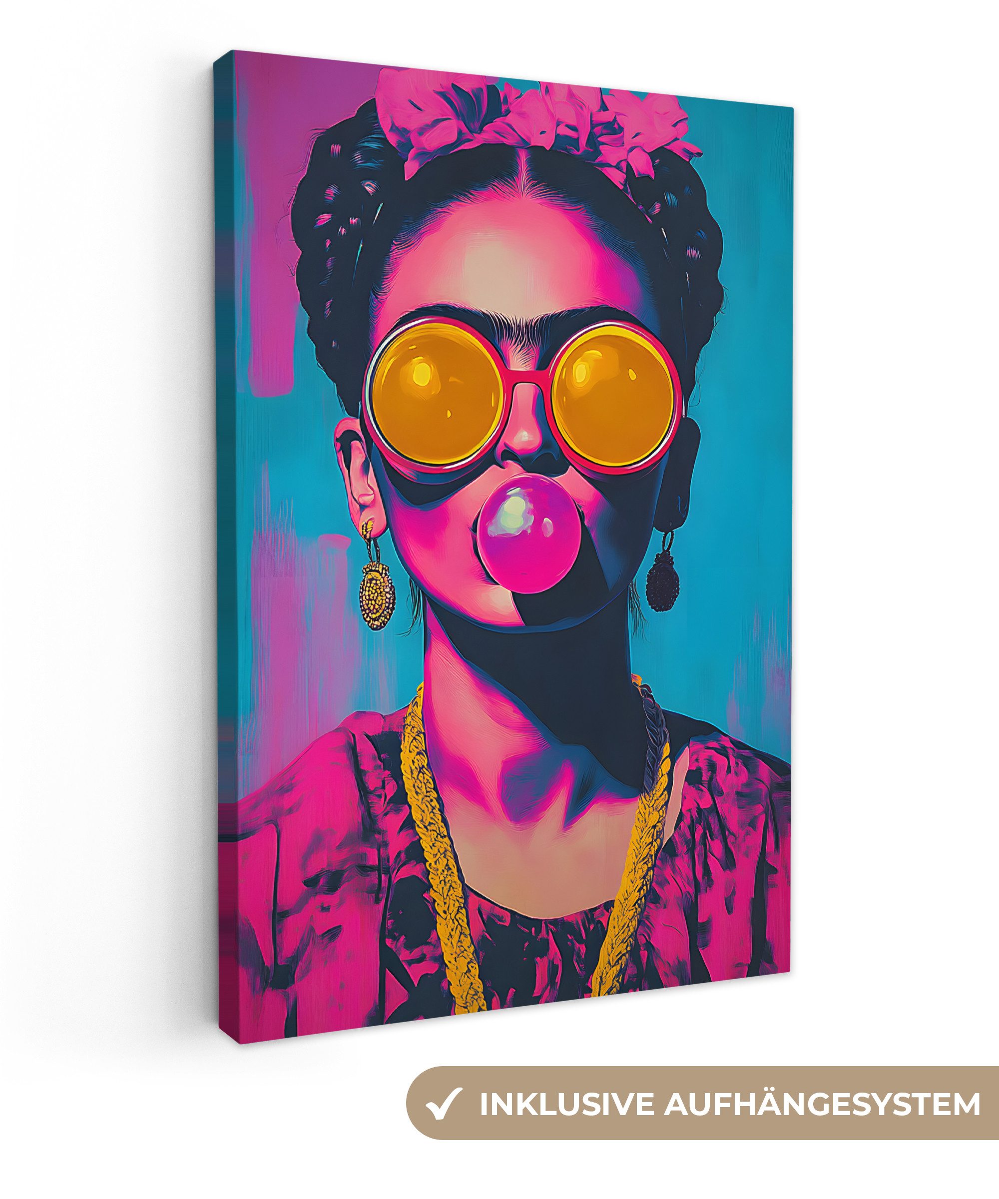 OneMillionCanvasses® Leinwandbild Frau - Kaugummi - günstig online kaufen