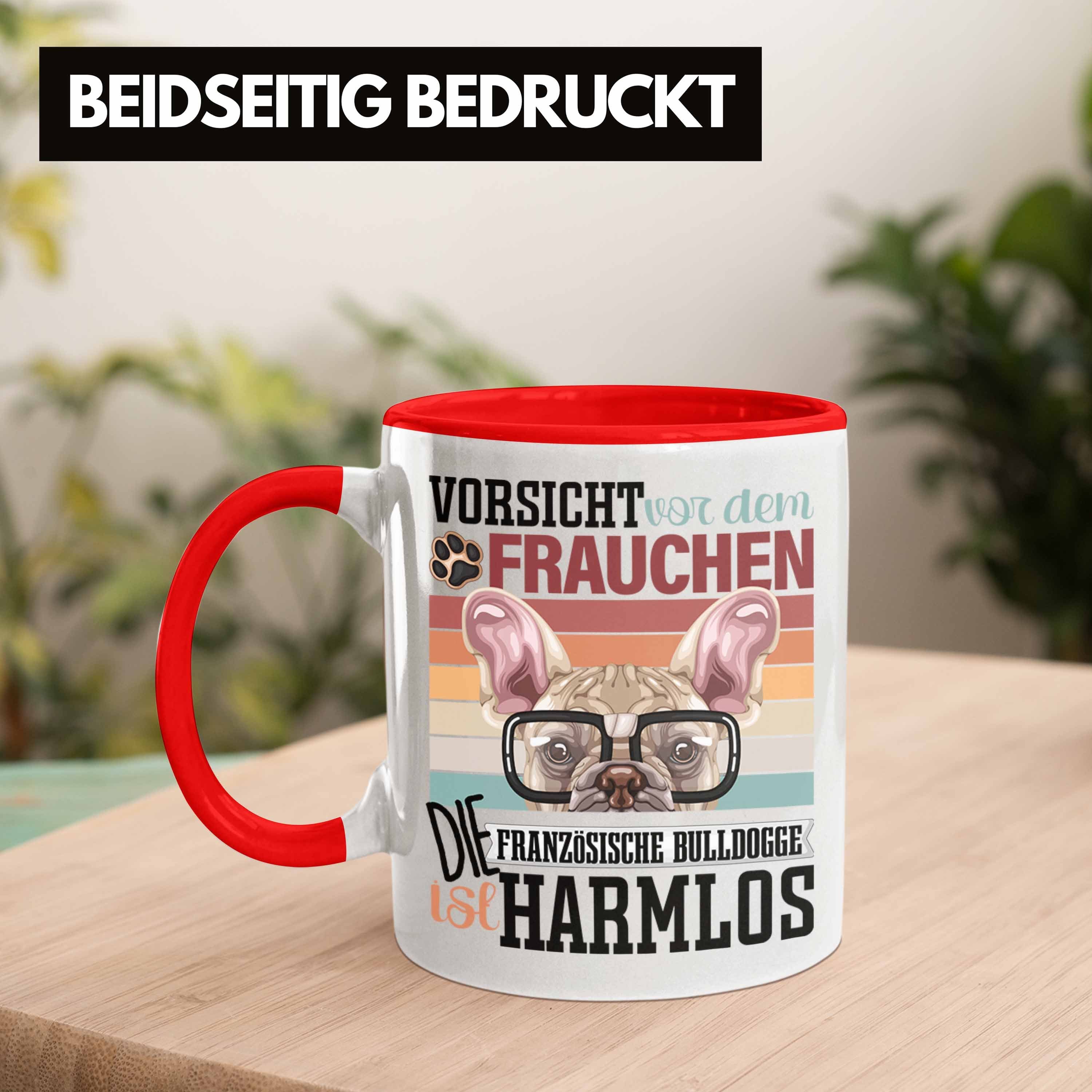 Frauchen Tasse Lustiger Geschenk Rot Französische Bulldogge Trendation Besitzerin Tasse Spr