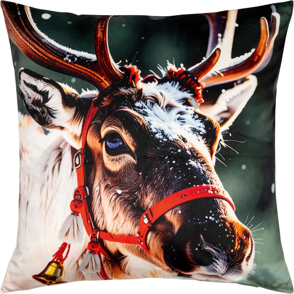 PAD Dekokissen RUDI, Charmantes Rudolph-Rentier-Motiv für nostalgische Weihnachten
