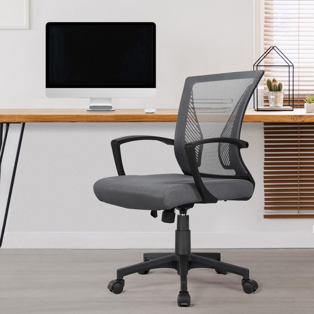 Yaheetech Bürostuhl aus Mesh-Gewebe Höhenverstellbarer Schreibtischstuhl, Ergonomischer Drehstuhl Arbeitsstuhl Computerstuhl mit Wippfunktion – Bild 3 von 5