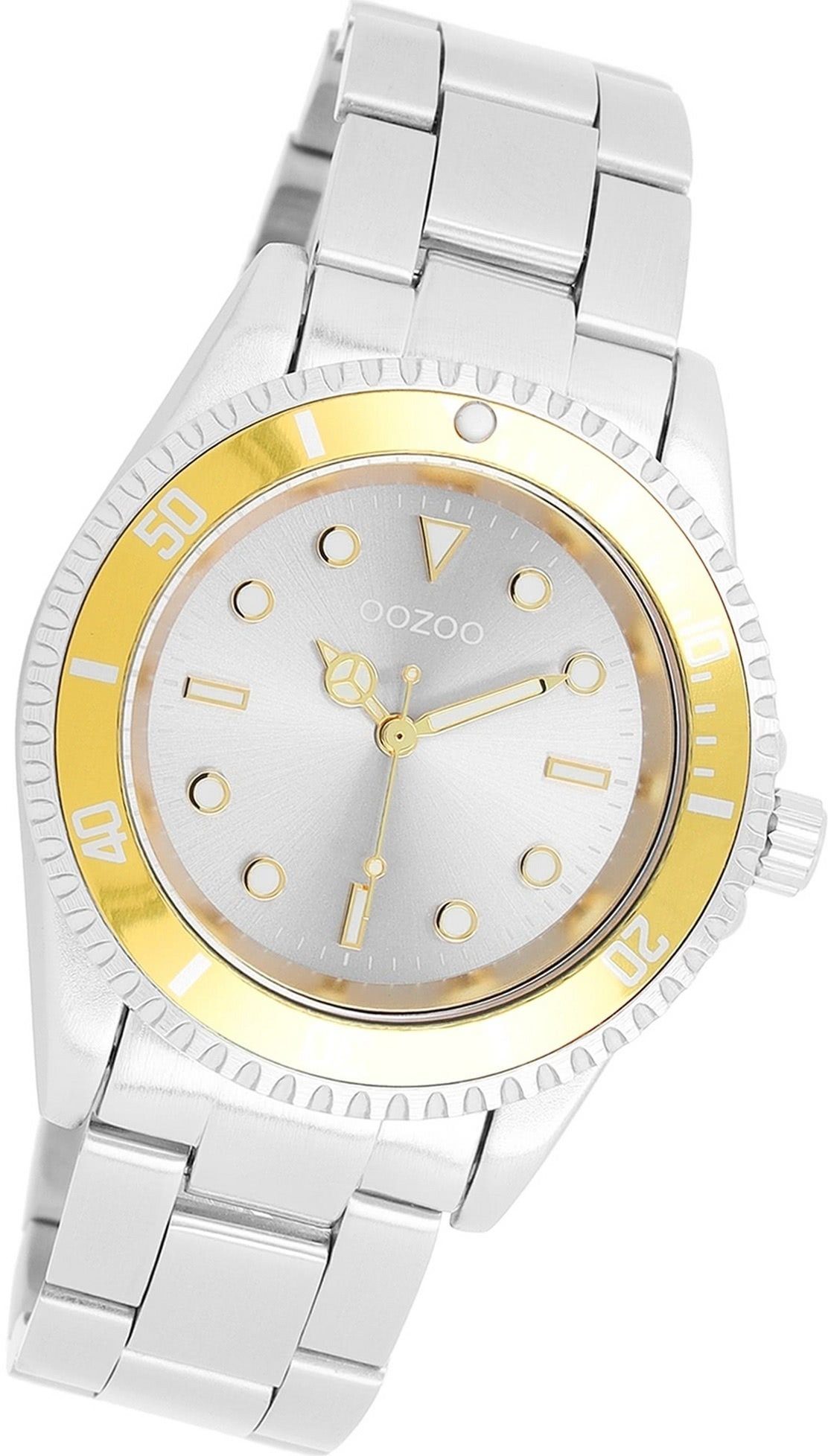 Quarzuhr rundes 36mm) Damen OOZOO Timepieces, Gehäuse, silber, Damenuhr Armbanduhr (ca. Oozoo Edelstahlarmband mittel